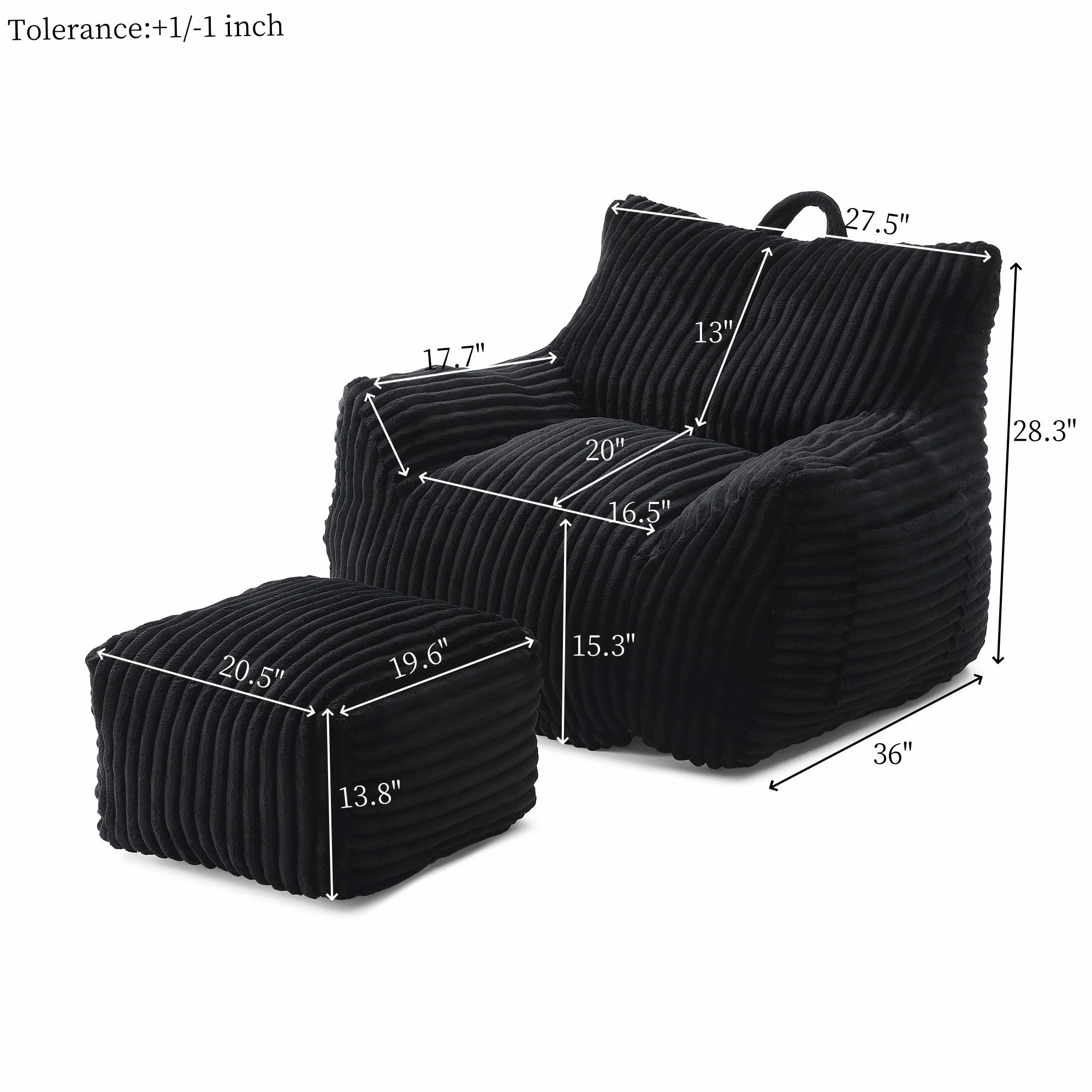 Giant Bean Bag Chair With Armrests And Footstool - Image 10
