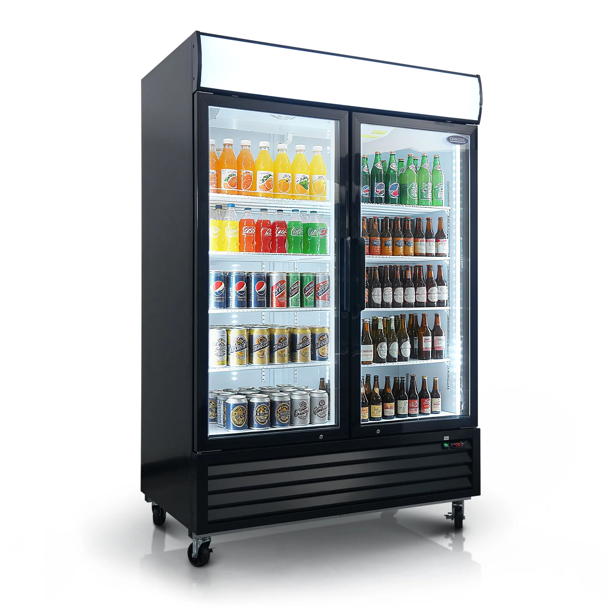 Glass Door Merchandiser Refrigerator Swing Door Commercial Display Refrigerators Merchandising Refrigeration With LED Top Panel - Image 2