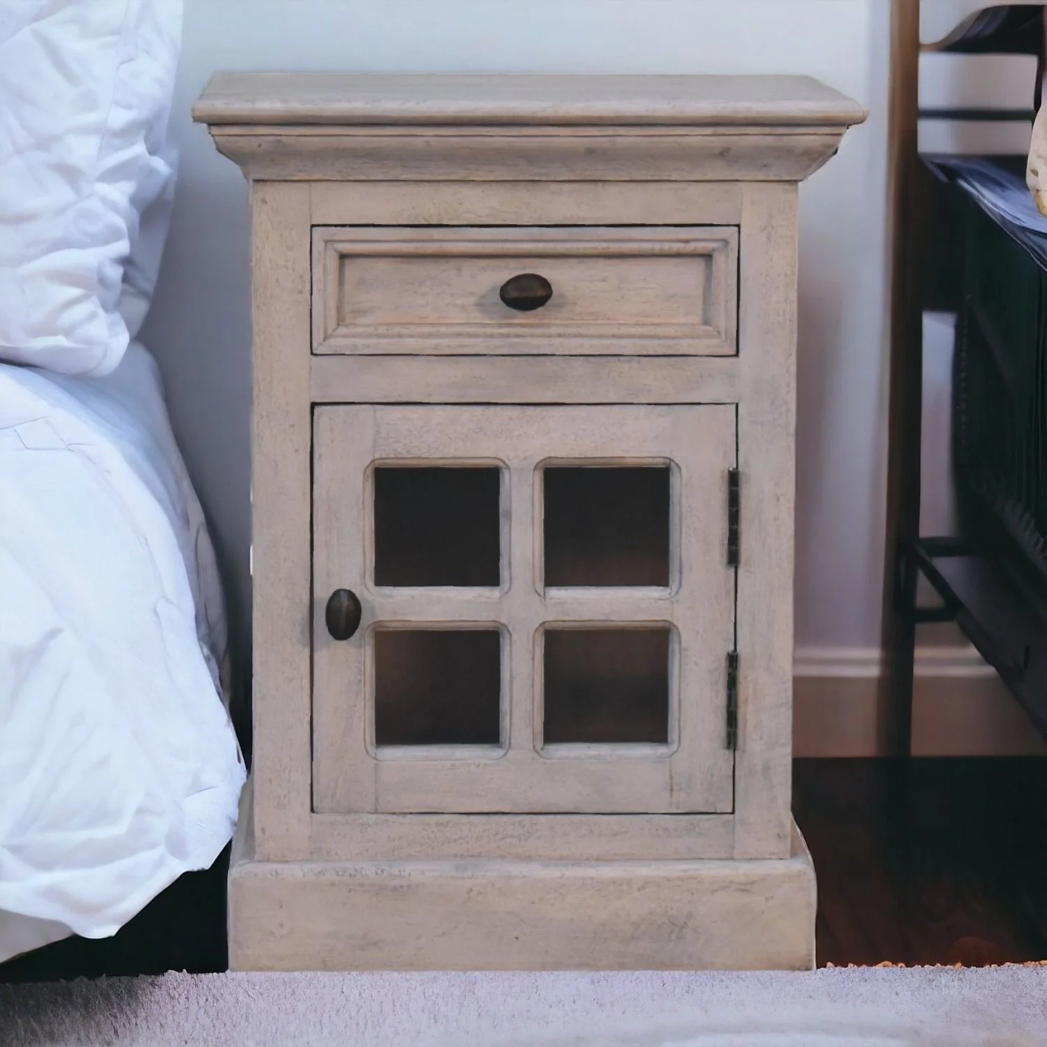 Glazed Bedside Table - Stone White - Image 3