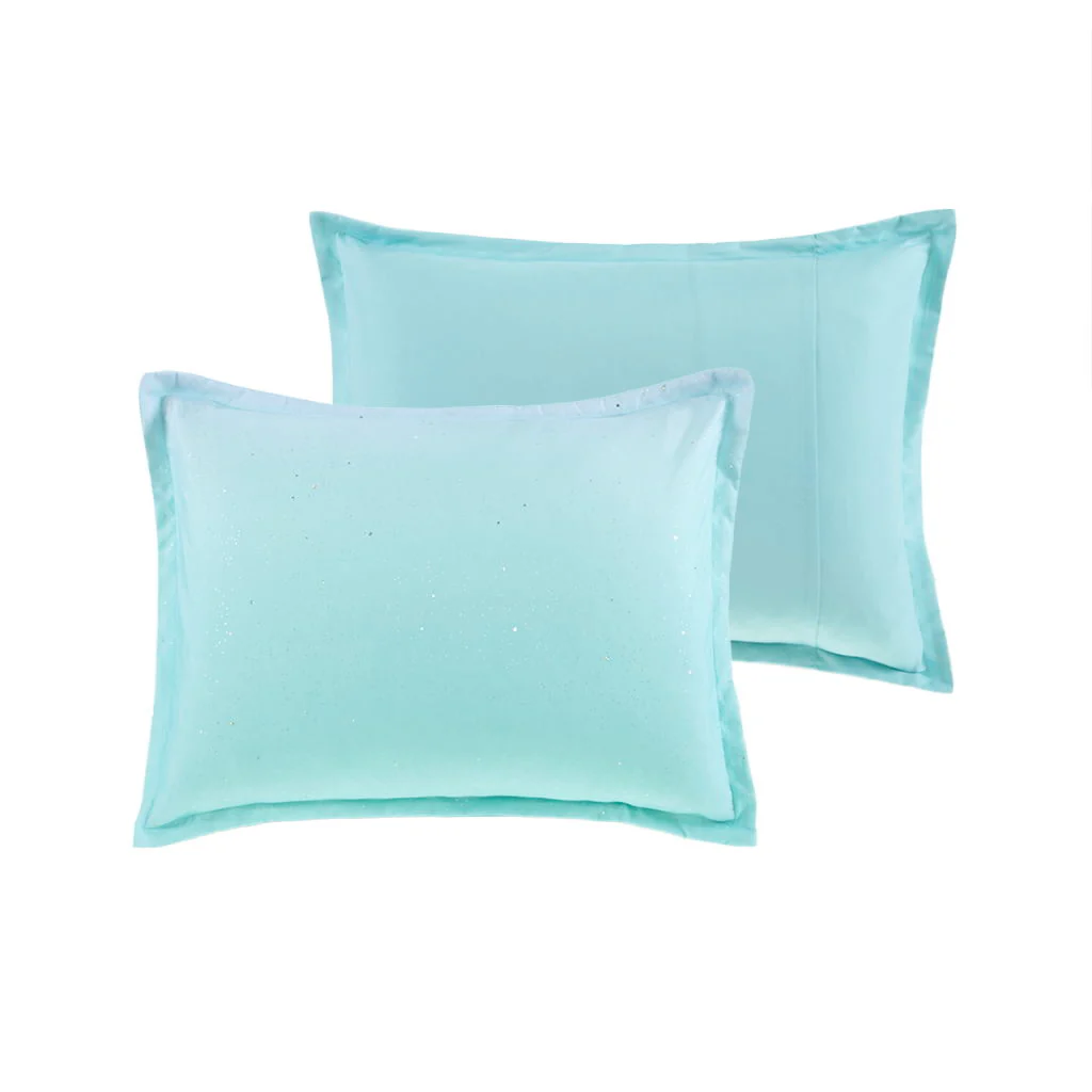 Glimmer - Twin Metallic Glitter Printed Reversible Comforter Set - Aqua - Image 3