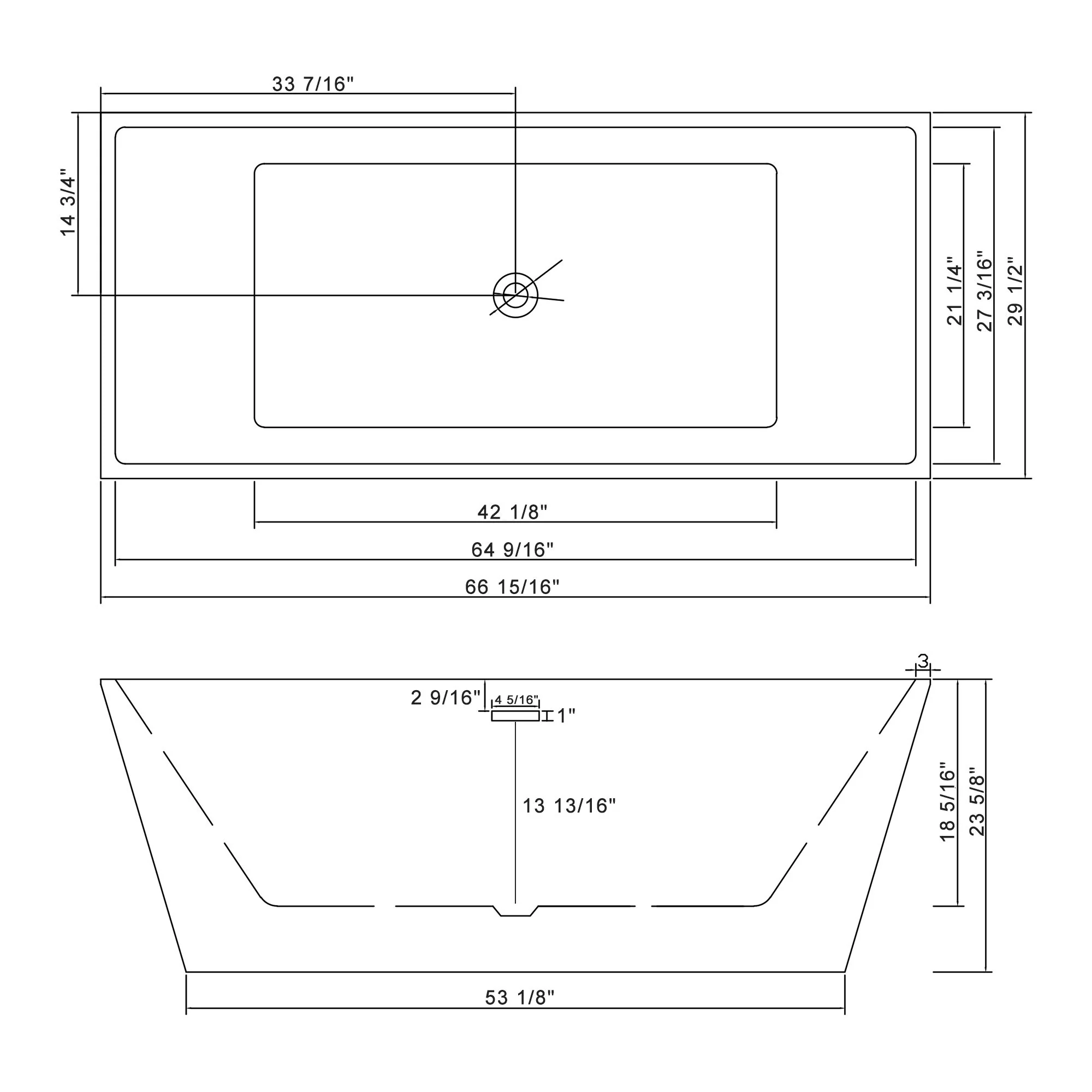 Glossy Freestanding Soaking Tub With Drain, Spacious Stand Alone Bathtub For Bathrooms - Glossy White - Image 4