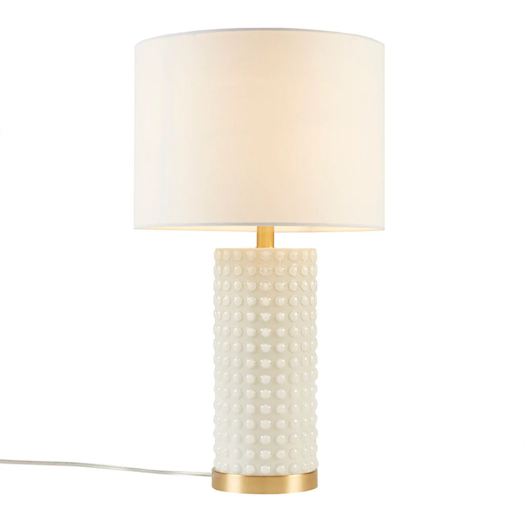 Grace Ivy - Textured Dot Table Lamp - White / Gold - Image 3