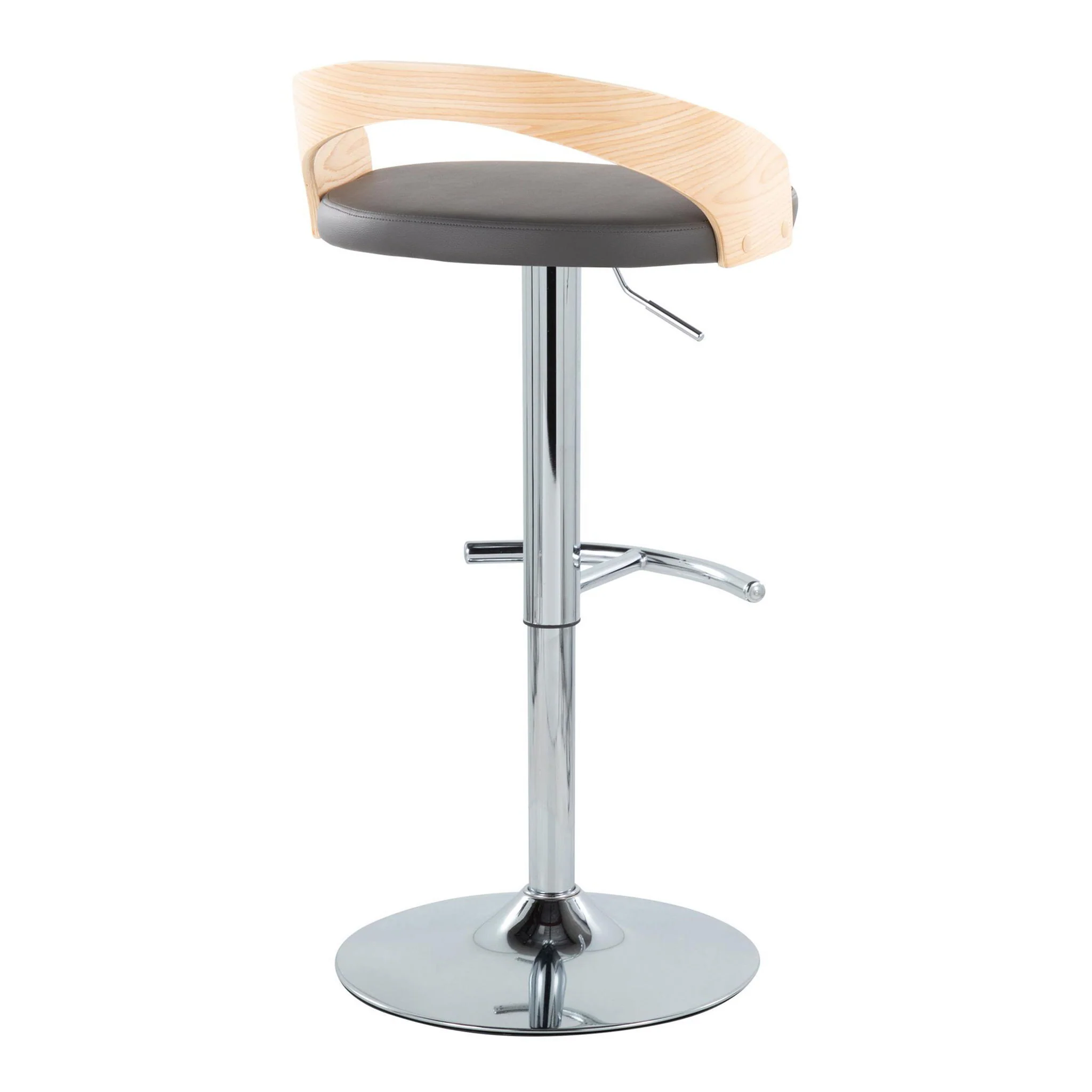 Grotto - Contemporary Adjustable Barstool, Swivel With Rounded T Footrest (Set of 2) - Image 9