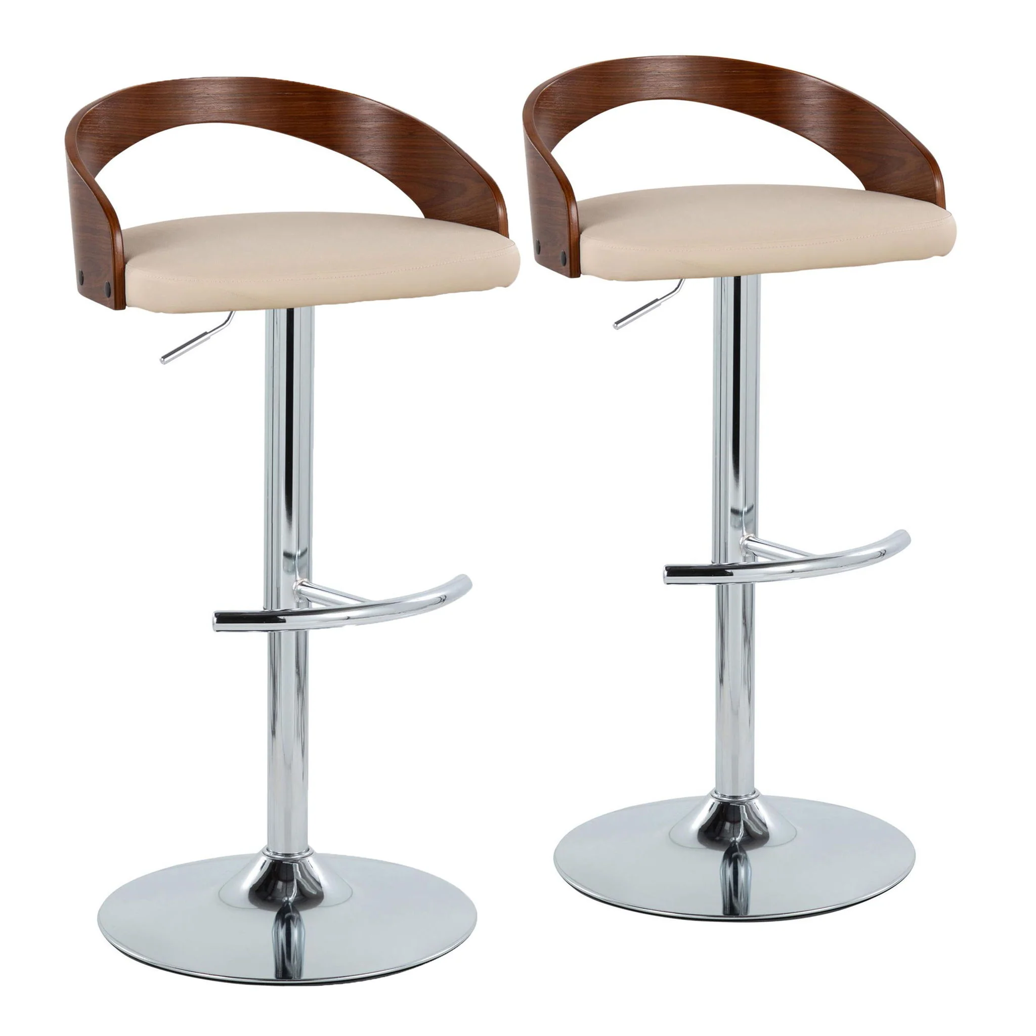 Grotto - Contemporary Adjustable Barstool & Swivel With Rounded T Footrest (Set of 2) - Image 3