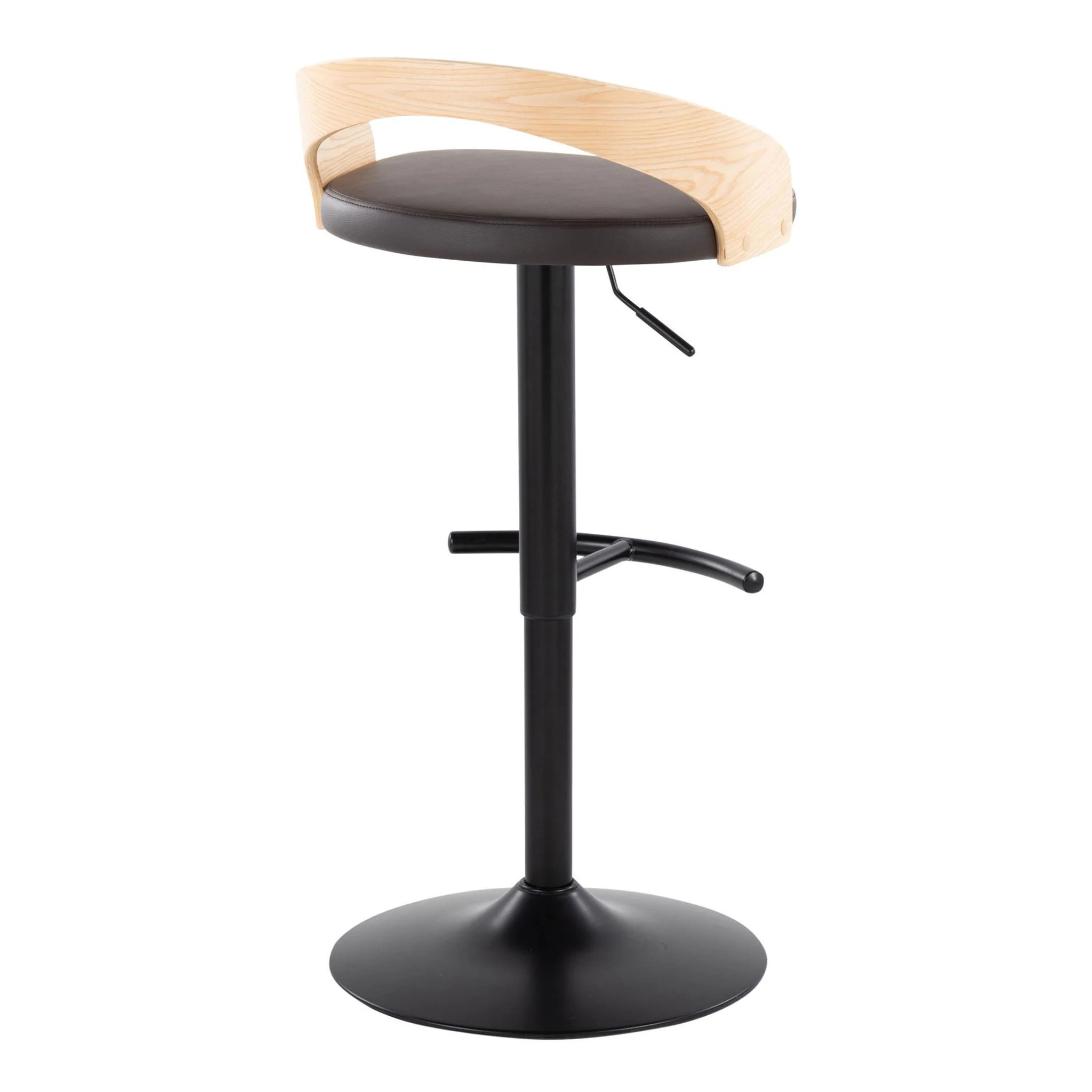 Grotto - Contemporary Adjustable Barstool With Swivel & Rounded T Footrest (Set of 2) - Image 7