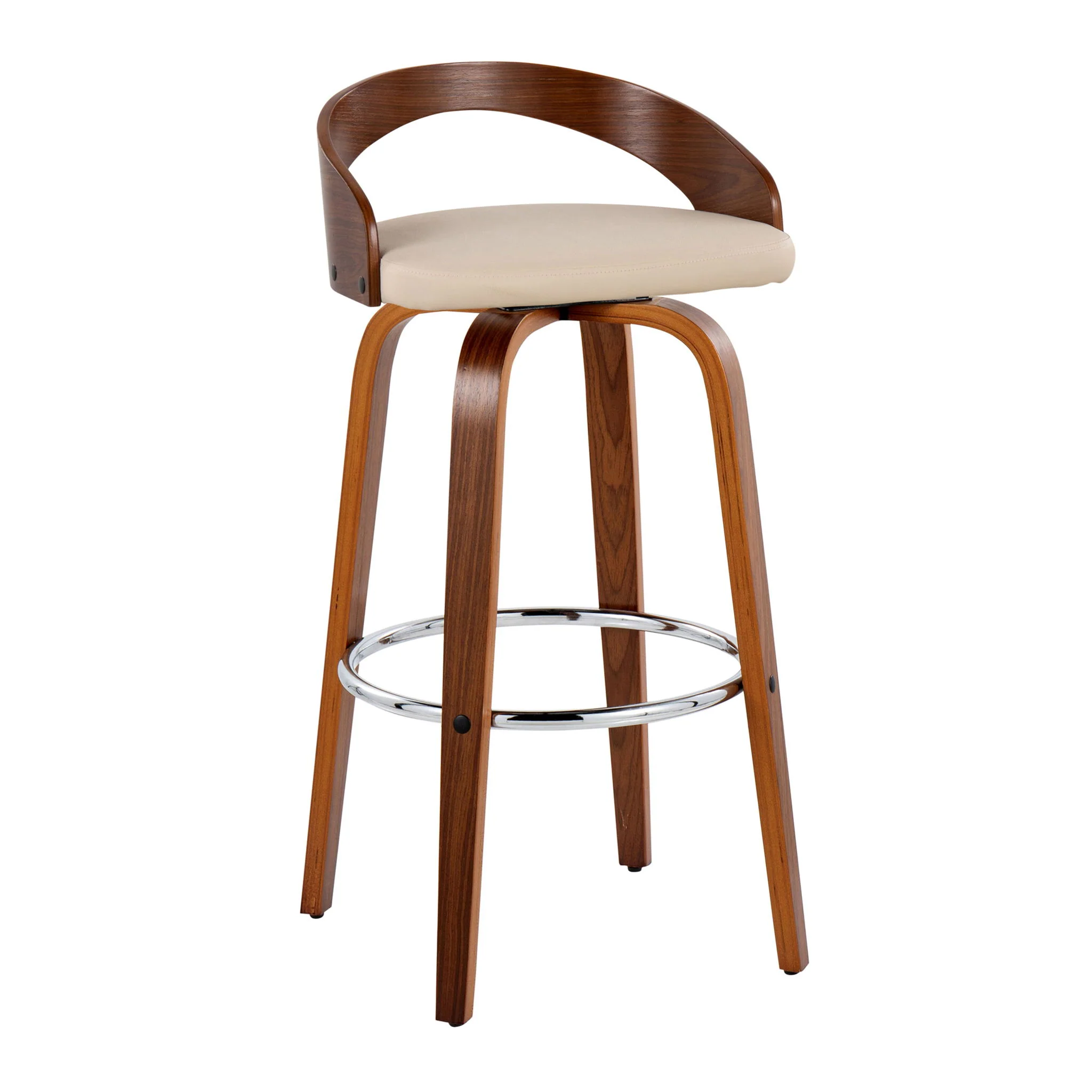 Grotto - Contemporary Fixed Height Barstool With Swivel With Round Footrest (Set of 2) - Image 4