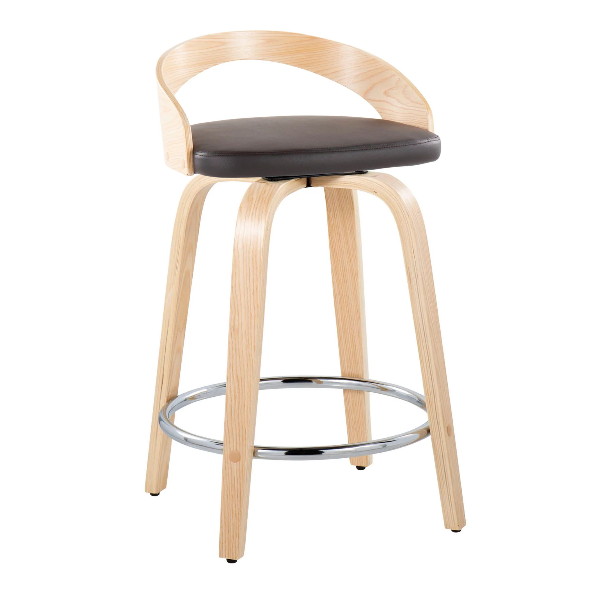 Grotto - Contemporary Fixed Height Counter Stool & Swivel, Round Footrest (Set of 2) - Image 13