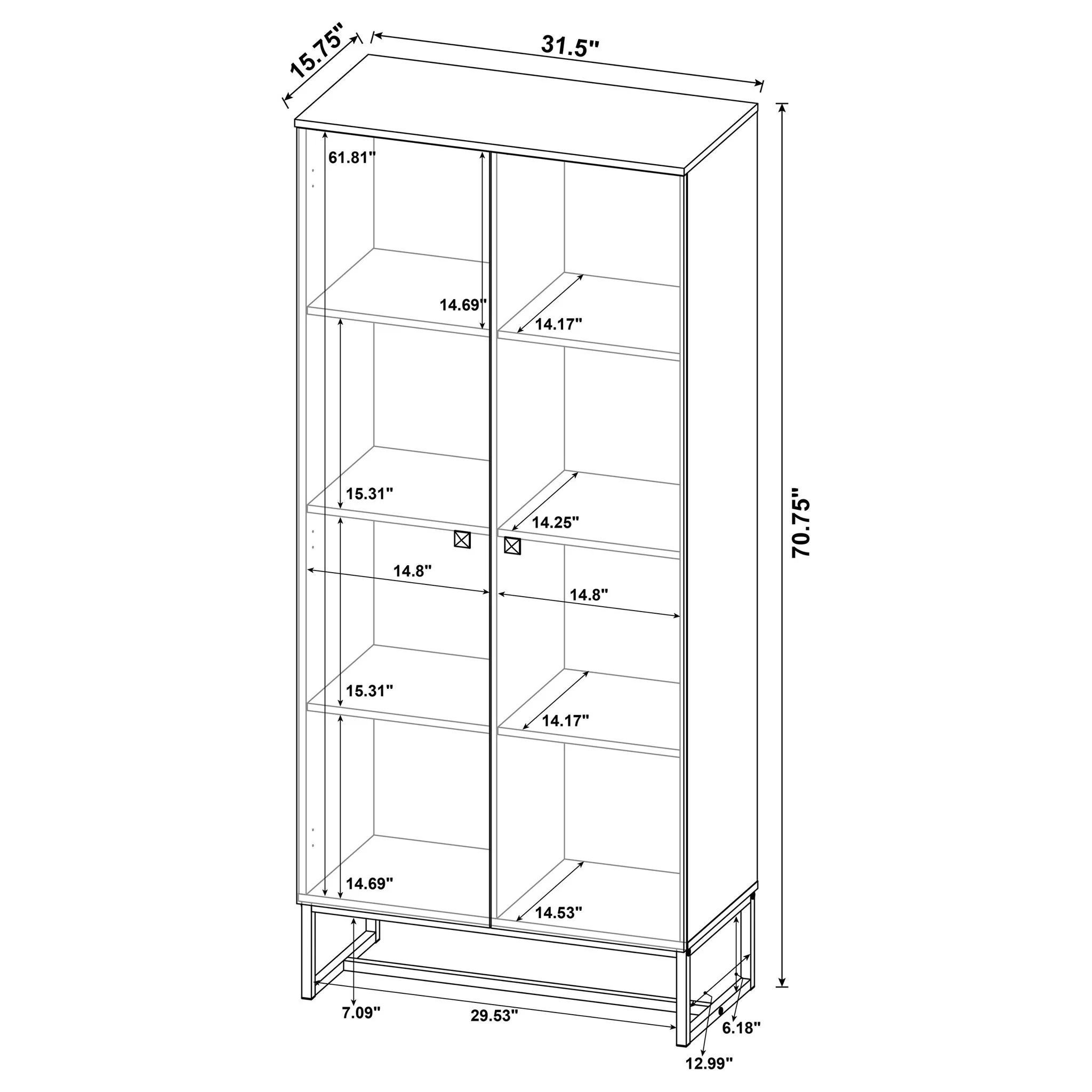 Gunderson - 8 Shelf Accent Cabinet - Oak - Image 3