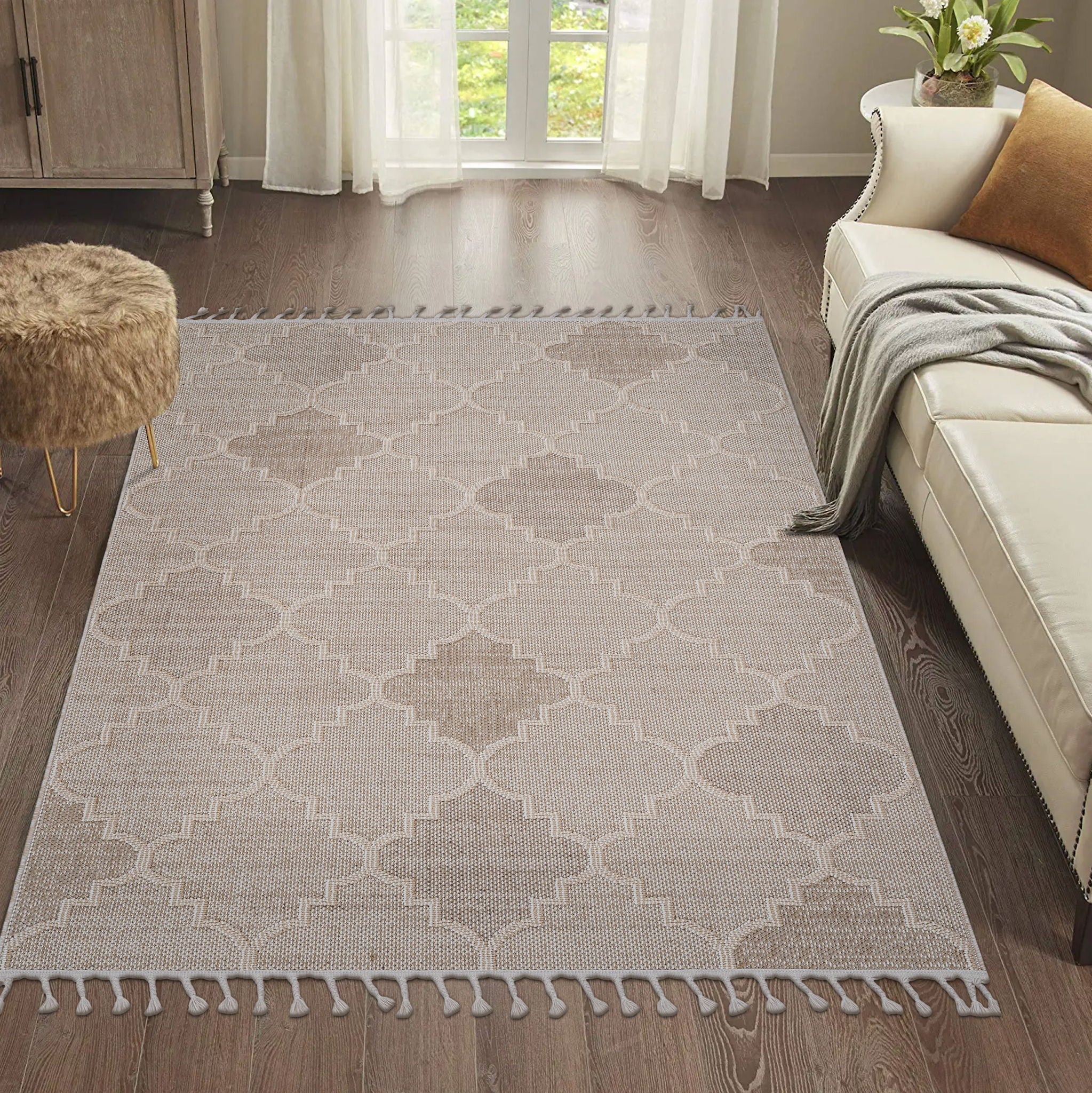 Guros - 8' X 10' Trellis Indoor / Outdoor Area Rug - Cream - Image 4