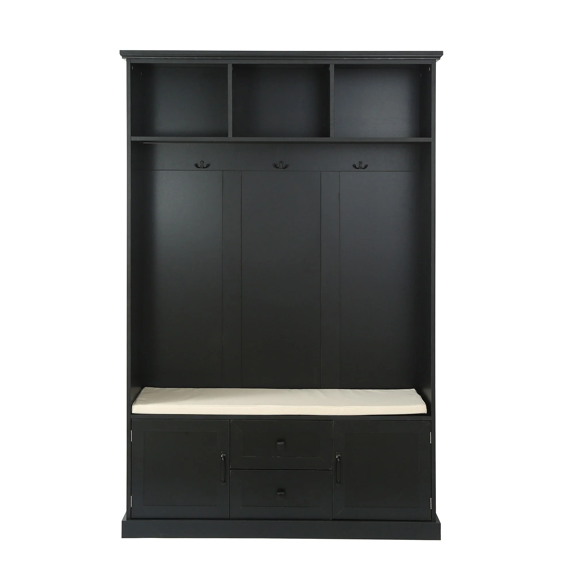 Hall Tree With 3 Hooks, Coat Hanger, Entryway Bench, Storage Bench, 3 In 1 Design - Image 4