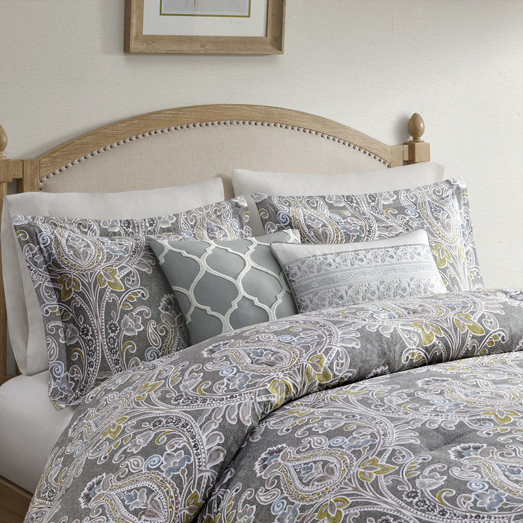Hallie - King 6 Piece Comforter Set - Gray - Image 3