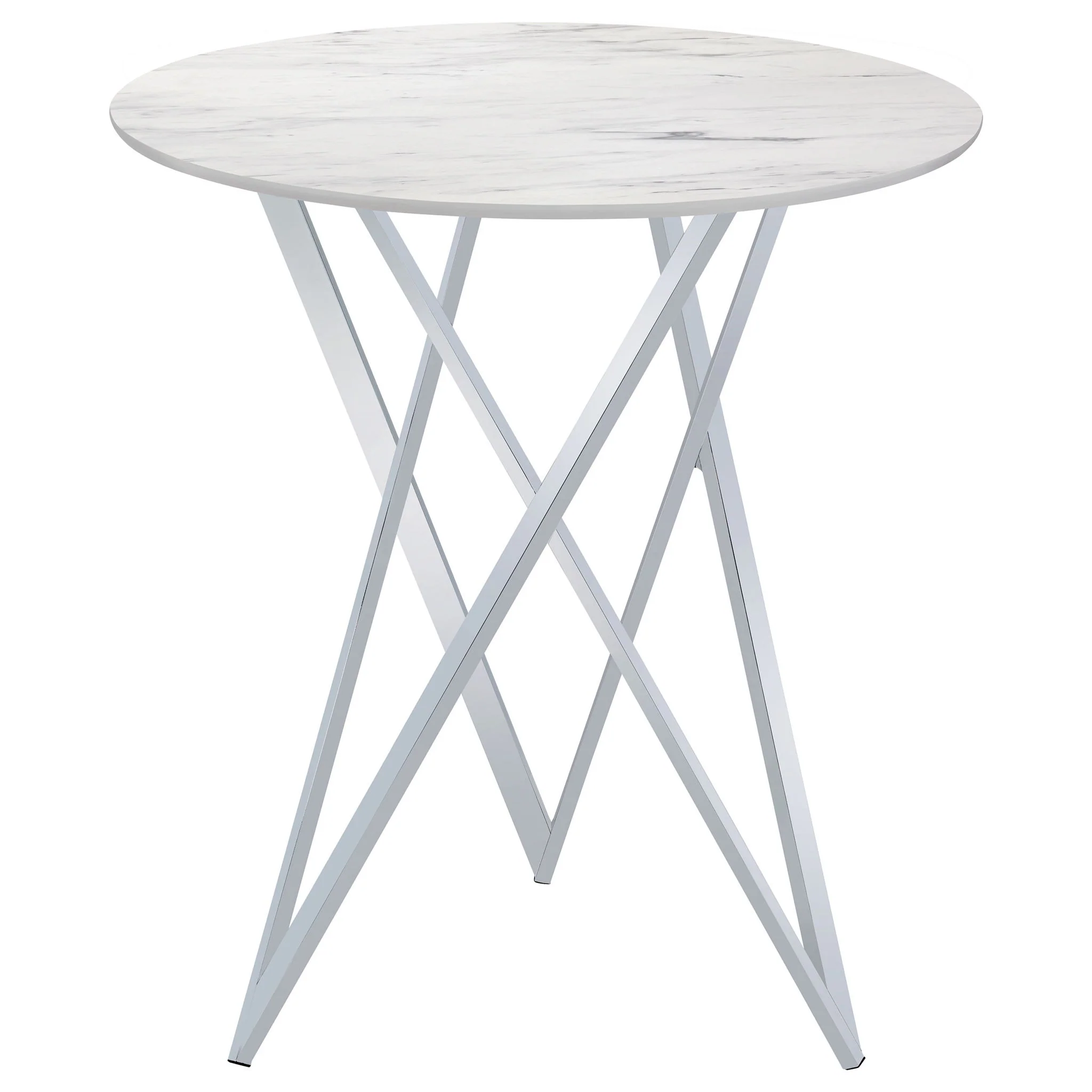 Halverson - Round Top Bar Table - White / Silver