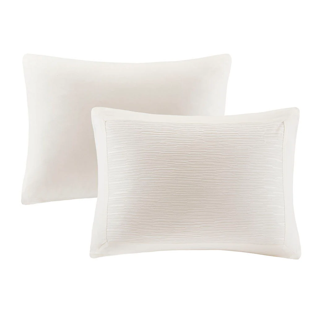 Hanae - Blend Yarn Dyed 3 Piece Duvet Cover Set - White - Image 3