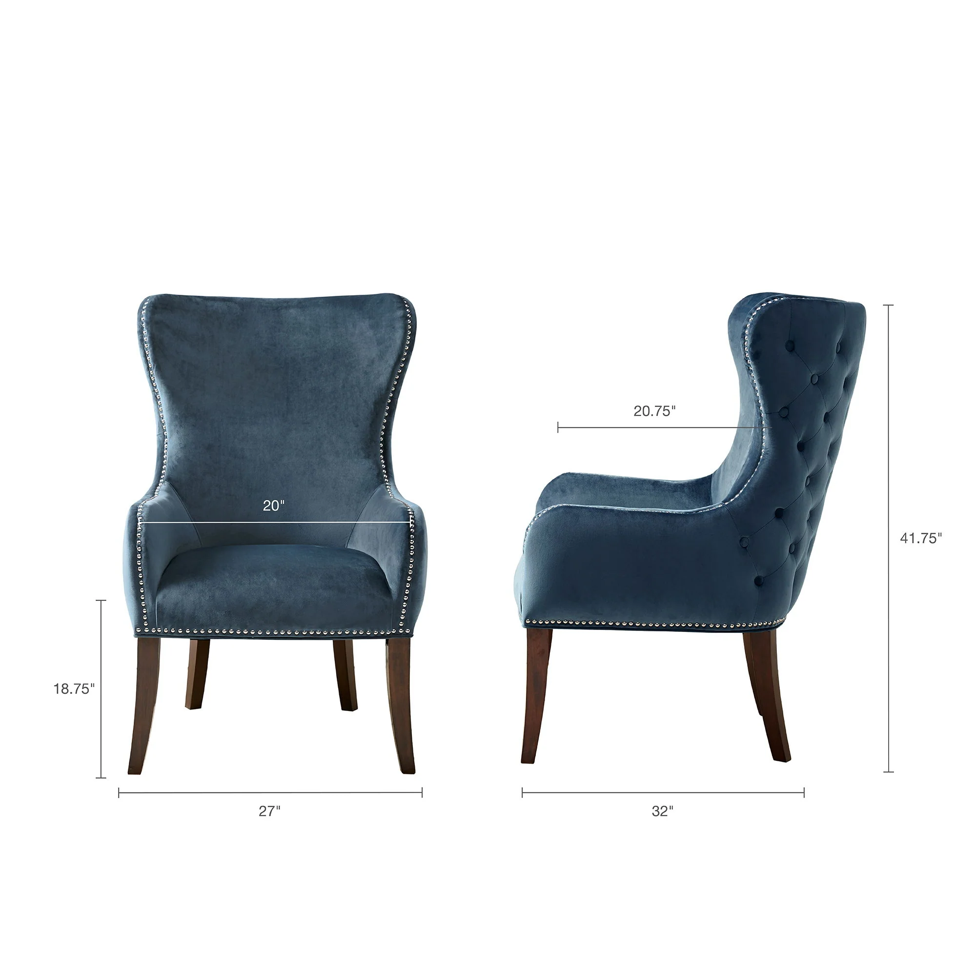 Hancock - Button Tufted Back Accent Chair - Blue - Image 2