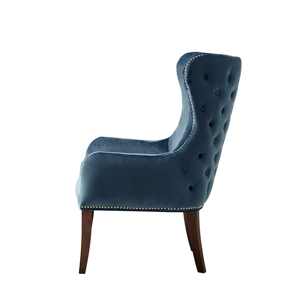 Hancock - Button Tufted Back Accent Chair - Blue - Image 4