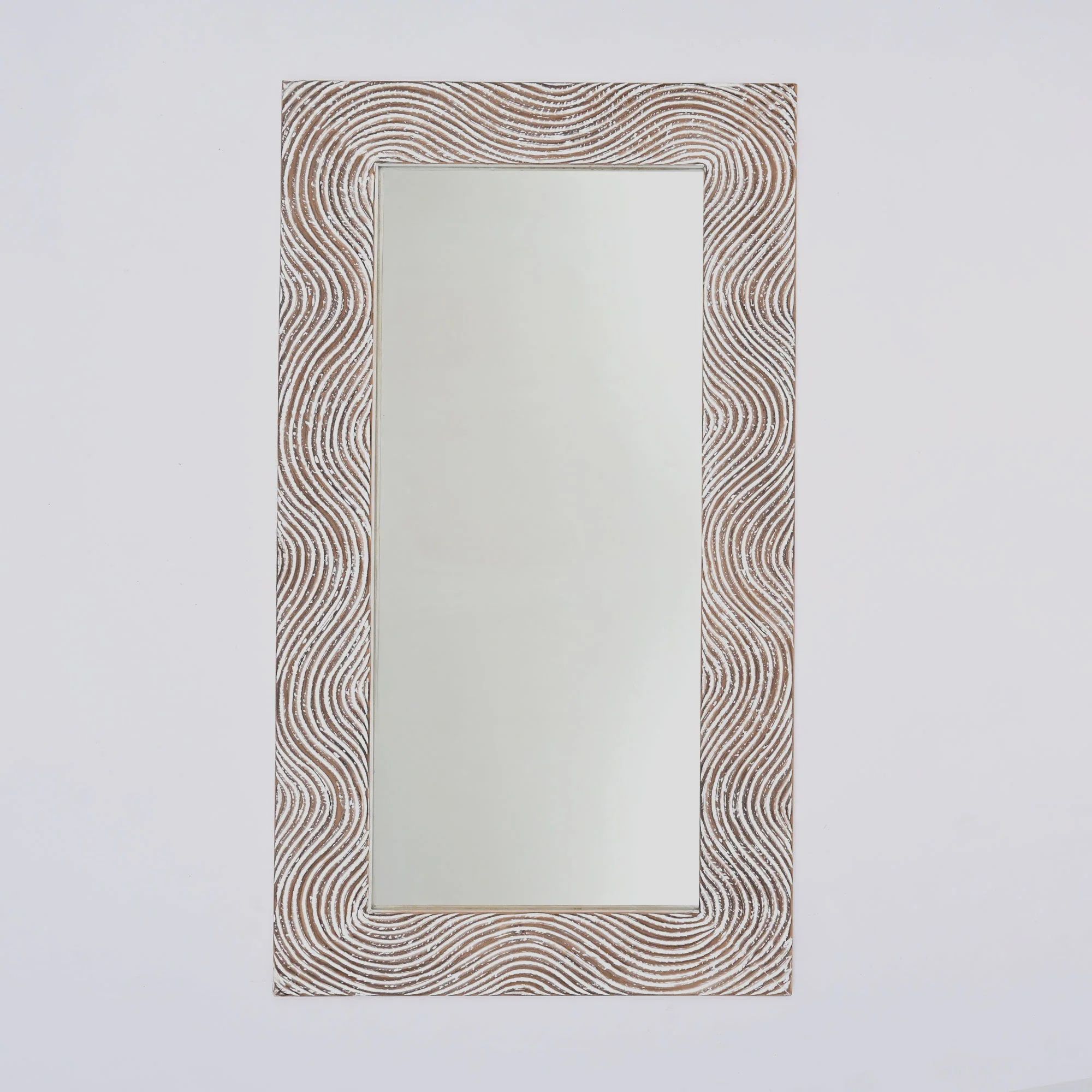 Handcarved Rectangle Mirror Accent With 3mm Glass - Antique White - Image 2