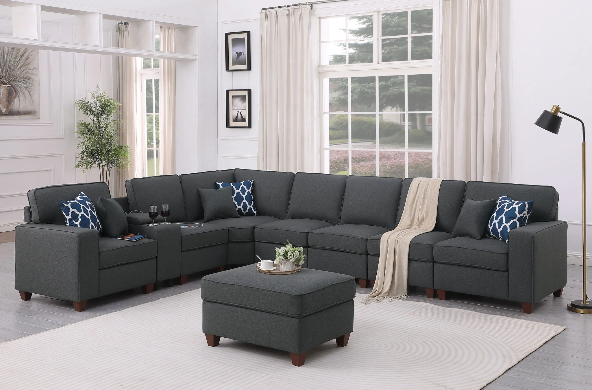 Hannah - Sectional Sofa With Ottoman - Dark Gray - Image 3