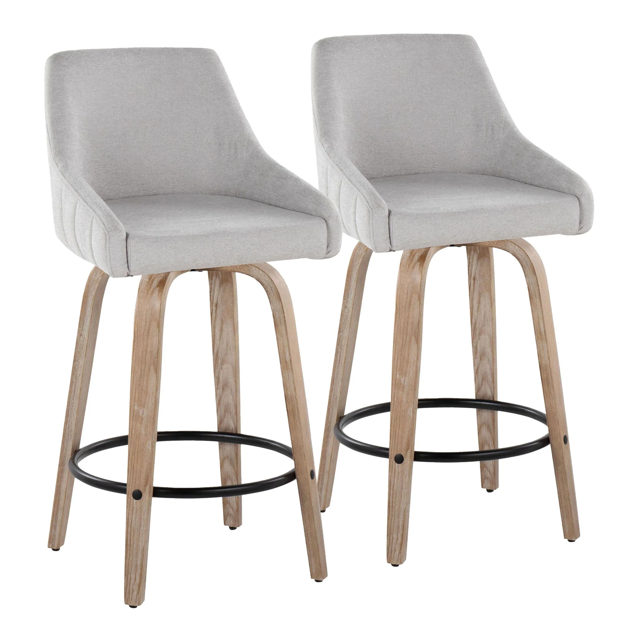 Hannah - Transitional Fixed Height Counter Stool With Swivel With Round Footrest (Set of 2) - Image 2