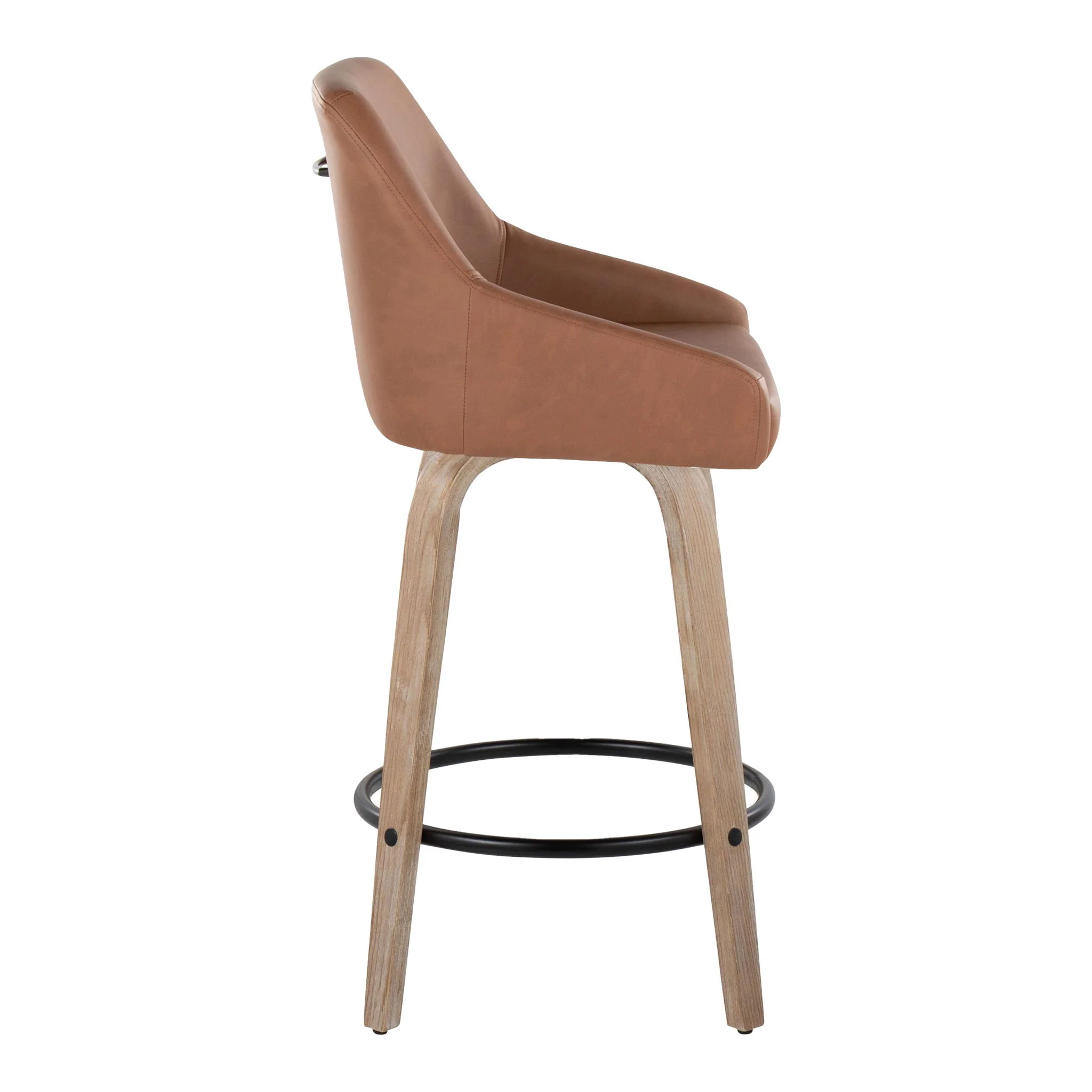 Hannah - Transitional Fixed Height Counter Stool With Swivel With Round Footrest (Set of 2) - Image 4