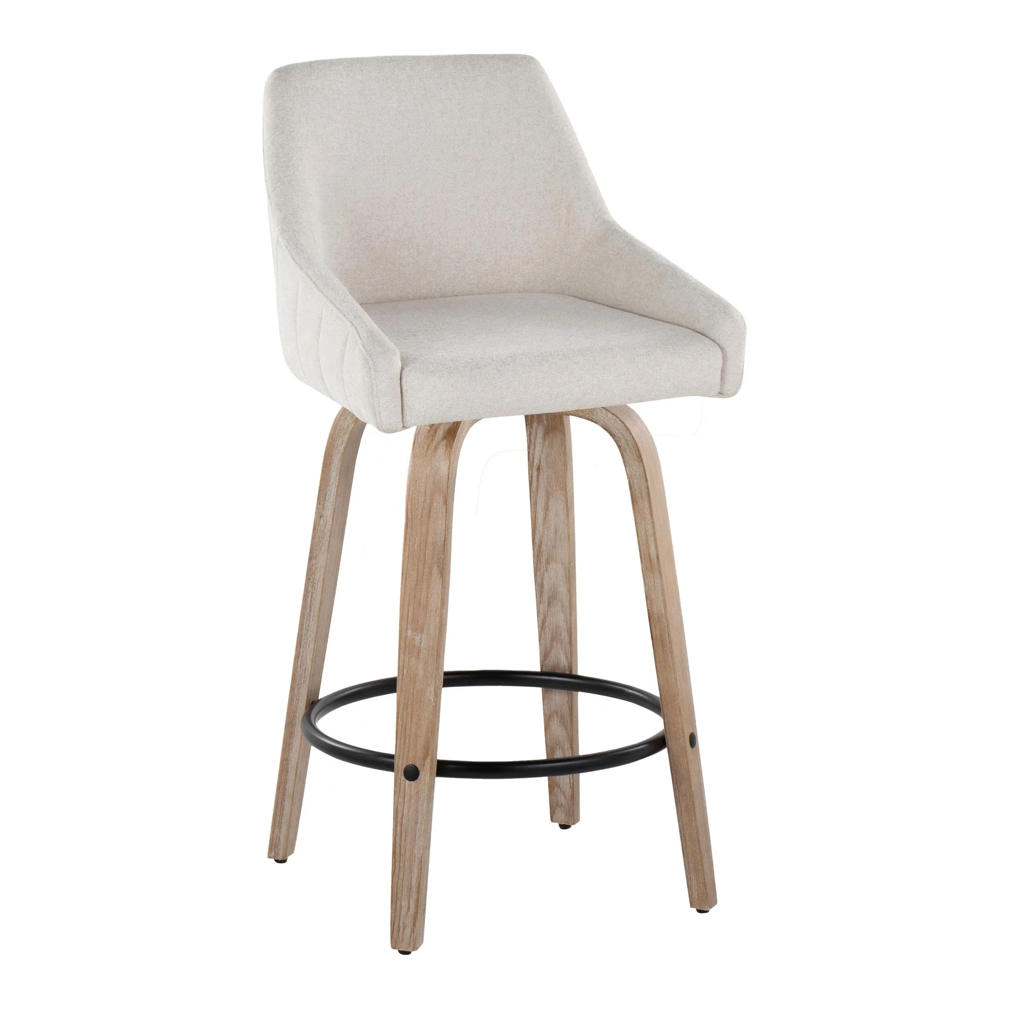 Hannah - Transitional Fixed Height Counter Stool With Swivel With Round Footrest (Set of 2) - Image 9