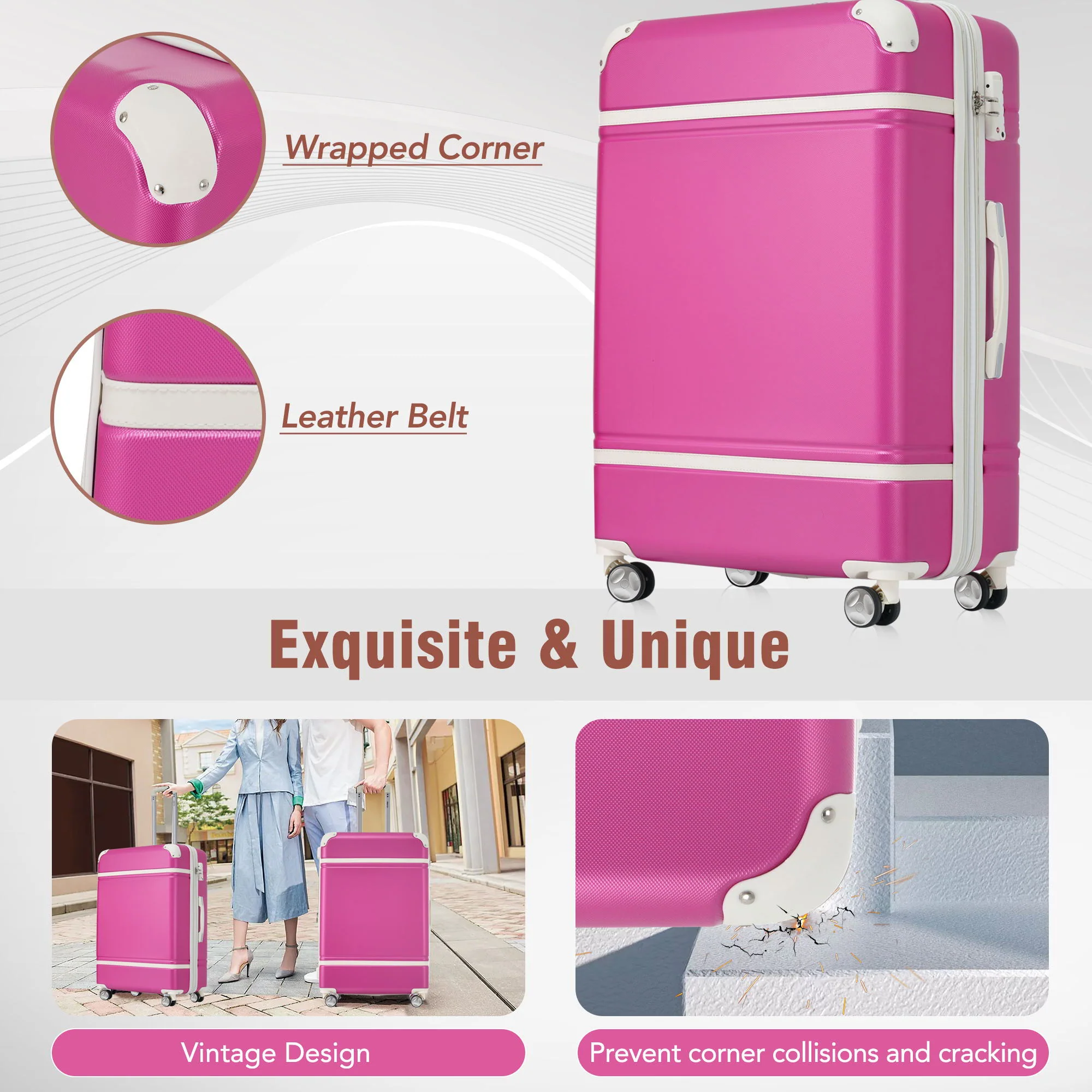 Hardshell Luggage Sets 4 Pieces 20" / 24" / 28" Luggages And Cosmetic Case Spinner Suitcase With Tsa Lock Lightweight - Image 13
