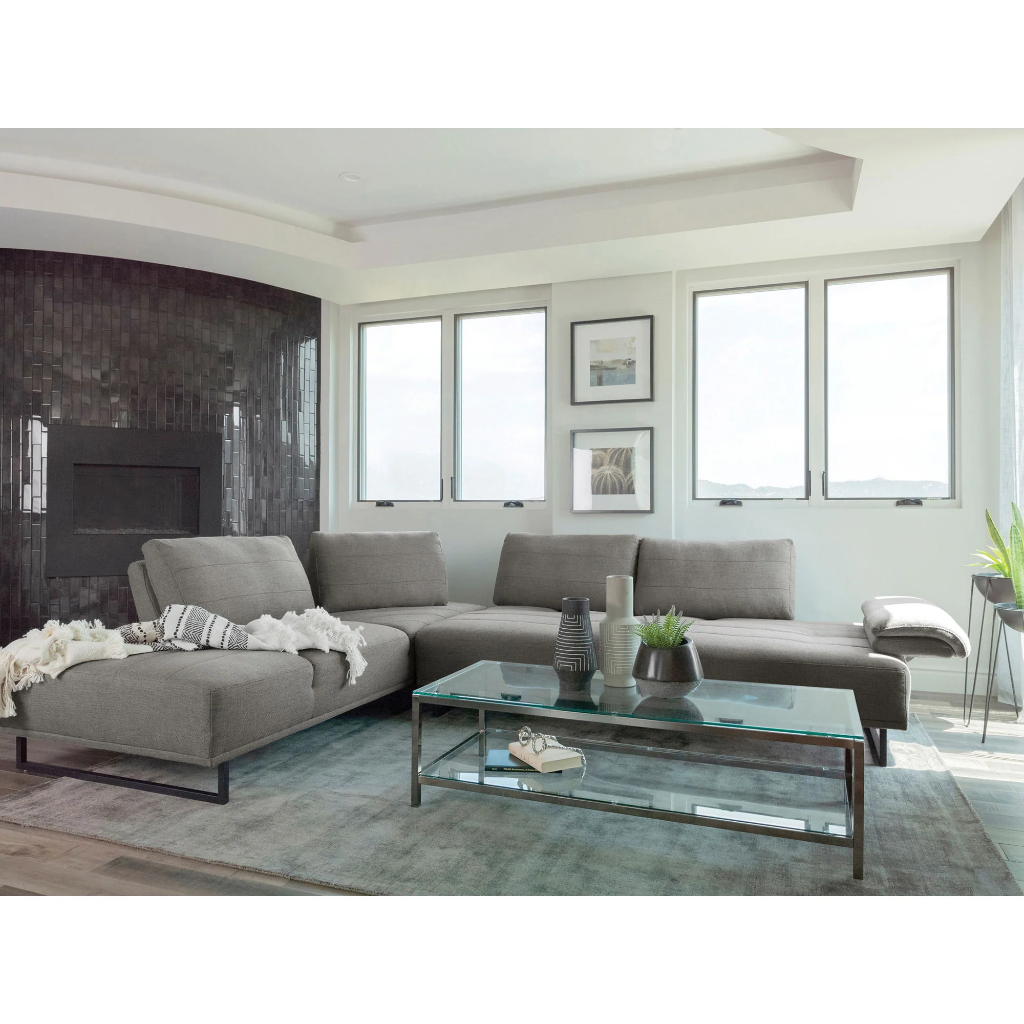 Harnal - L-Shape Sectional Adjustable Back Comfort Focused Sofa - Taupe - Image 2