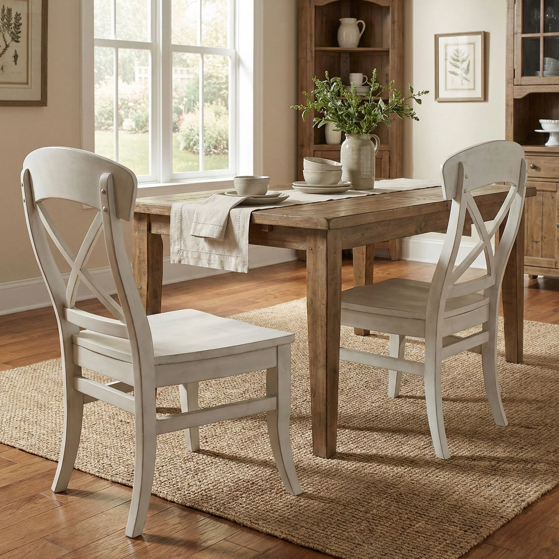 Harola - Cross-Back Dining Side Chairs In (Set of 2) - Smoky White - Image 3