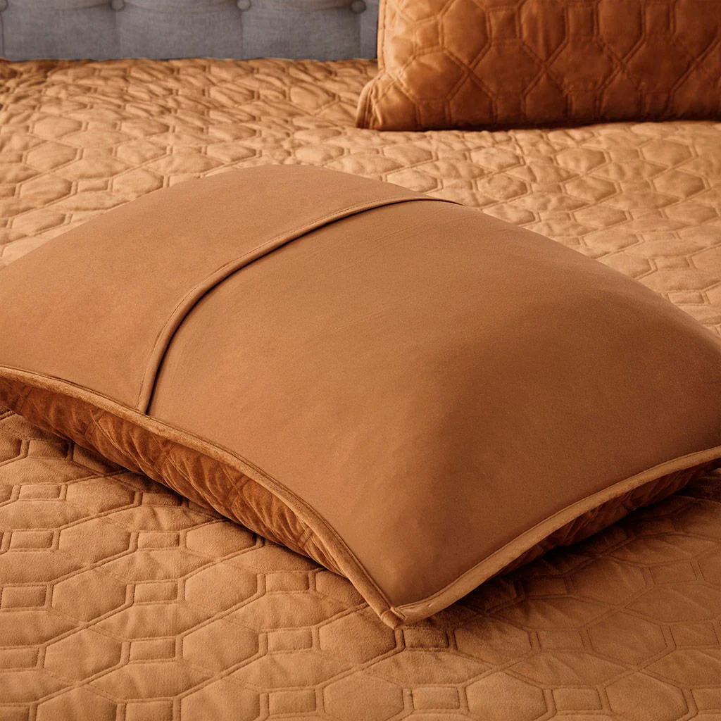 Harper - 3 Piece Velvet Quilt Set Full - Orange - Image 3