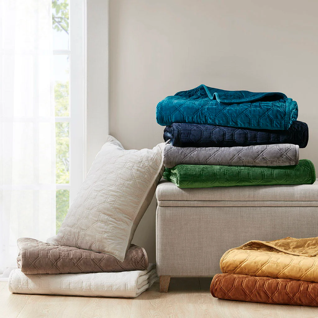 Harper - 3 Piece Velvet Quilt Set - Rust - Image 2