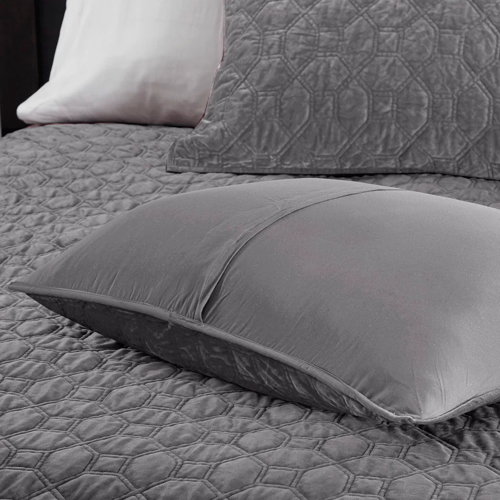 Harper - Reversible 3 Piece Coverlet Set - Gray - Image 2