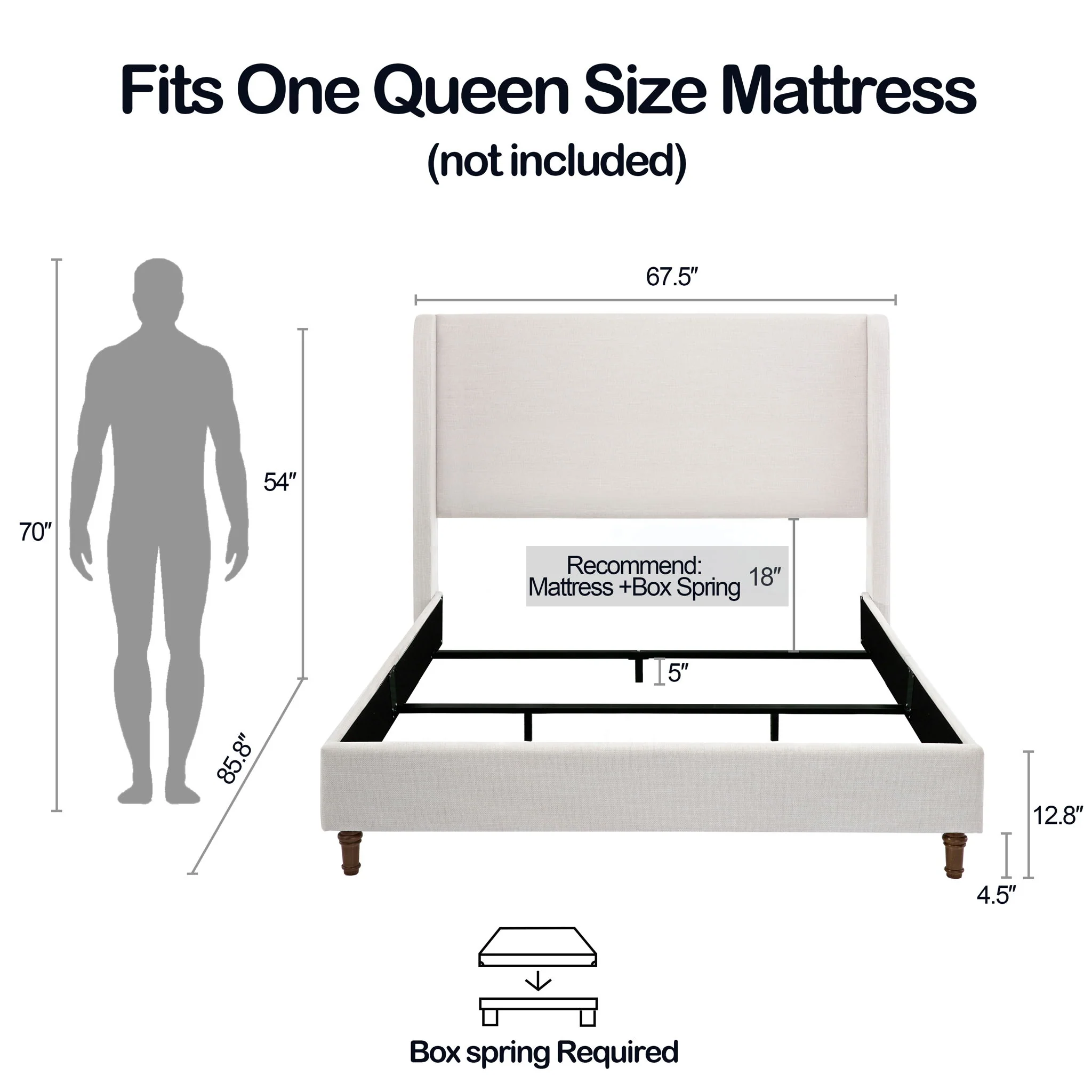 Hayden - Upholstered Wingback Bed With Tall Headboard - Image 4
