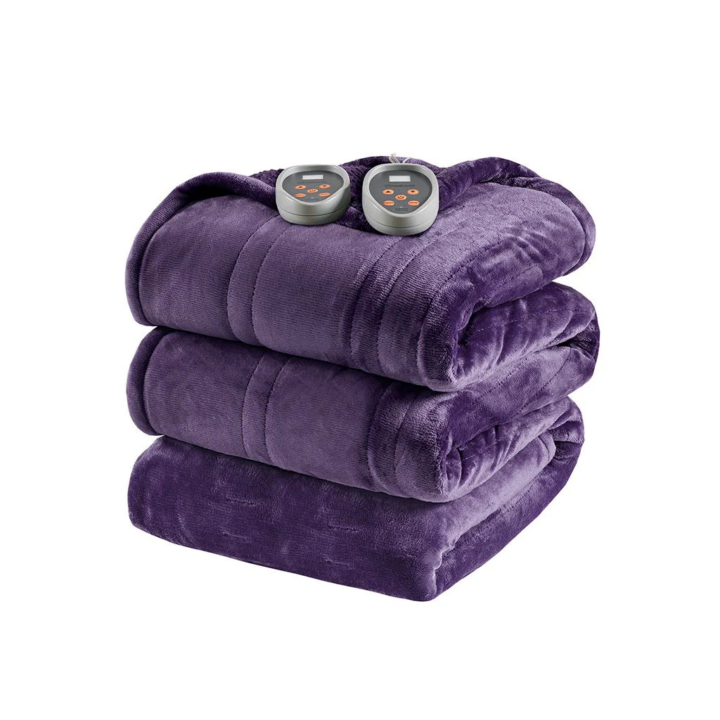 Heated Microlight to Berber - Blanket - Purple - Image 4