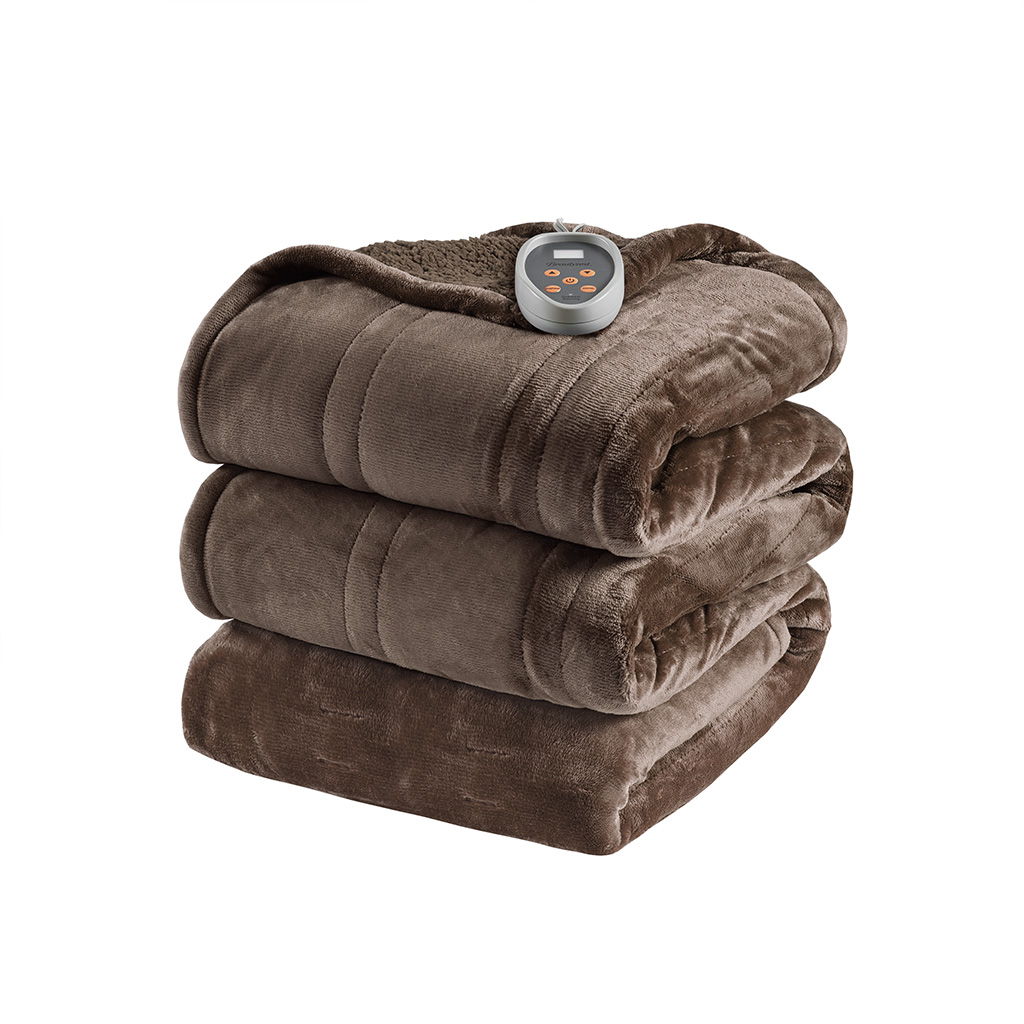 Heated Microlight to Berber - King Blanket - Chocolate - Image 4