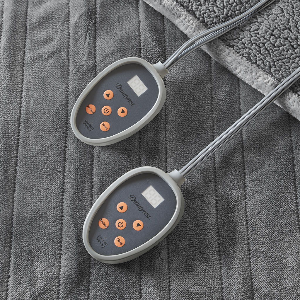 Heated Microlight to Berber - King Blanket - Gray - Image 2