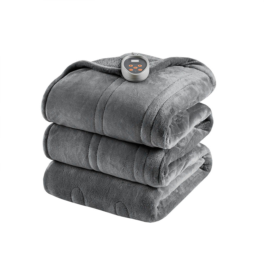 Heated Microlight to Berber - King Blanket - Gray - Image 4