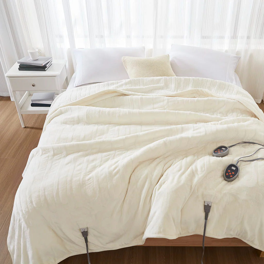 Heated Microlight to Berber - King Blanket - Ivory