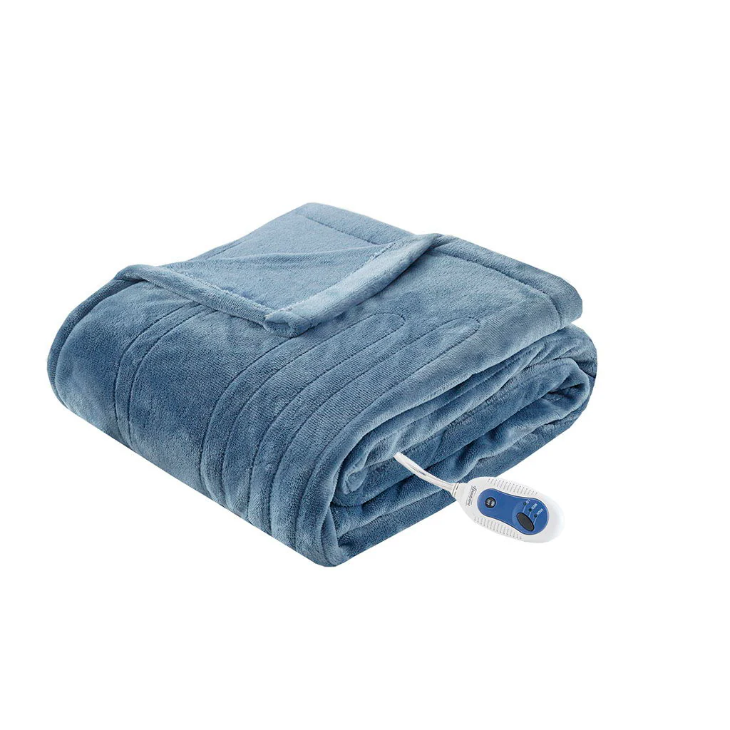 Heated Plush - Throw - Sapphire Blue - Image 4