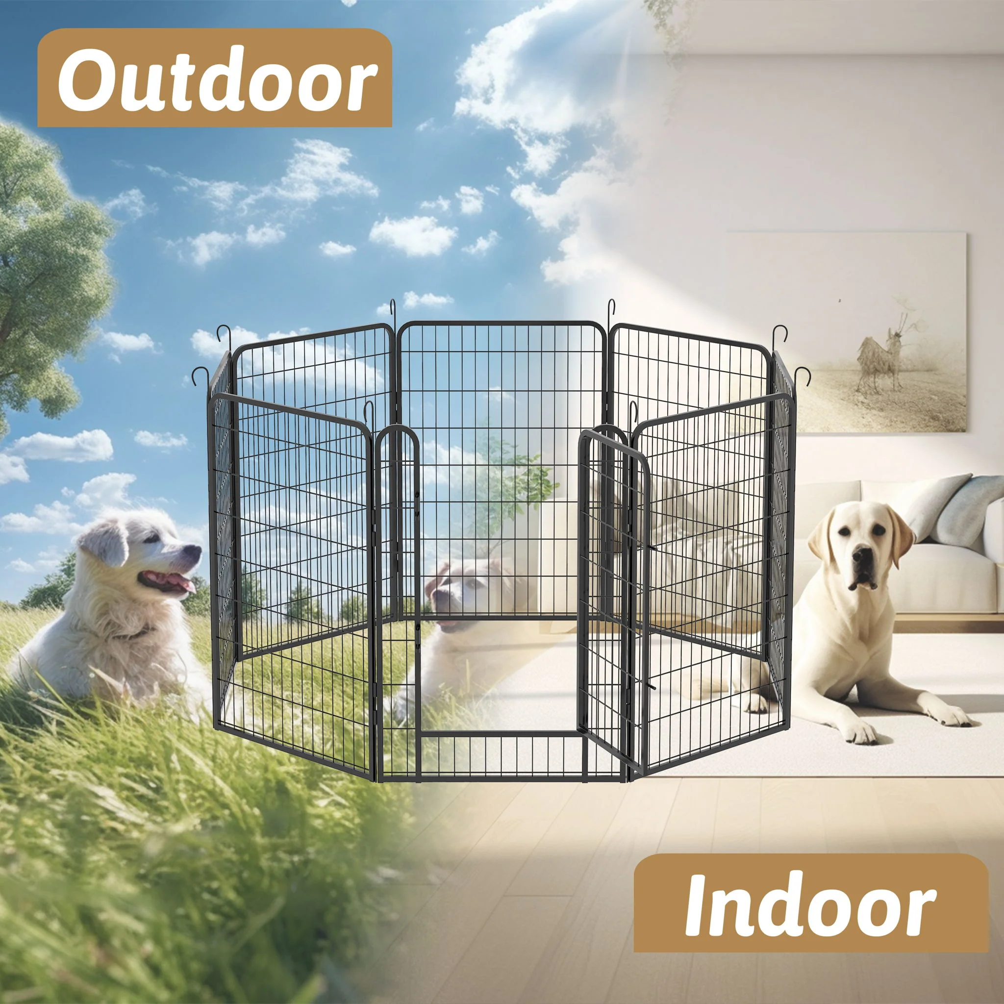 Heavy Duty Metal Playpen With Door, Dog Fence Pet Exercise Pen - Image 7