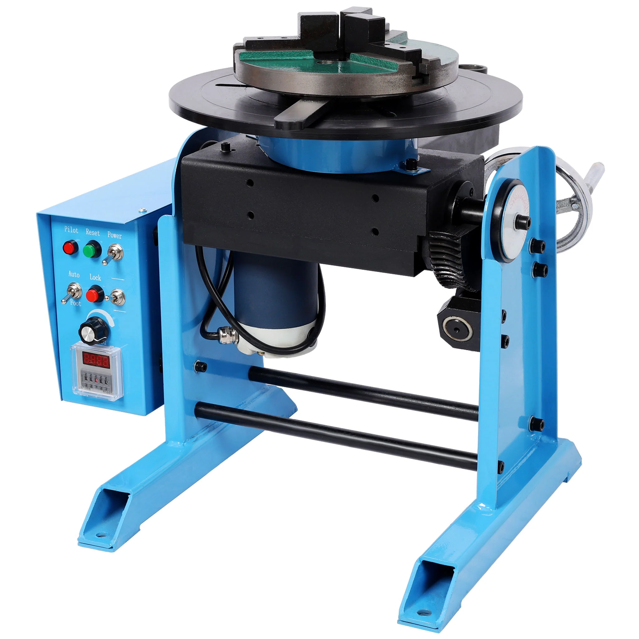 Heavy Duty Rotary Welding Positioner Turntable Table With Manual Tilt And 3 Jaw Lathe Chuck - Blue - Image 3