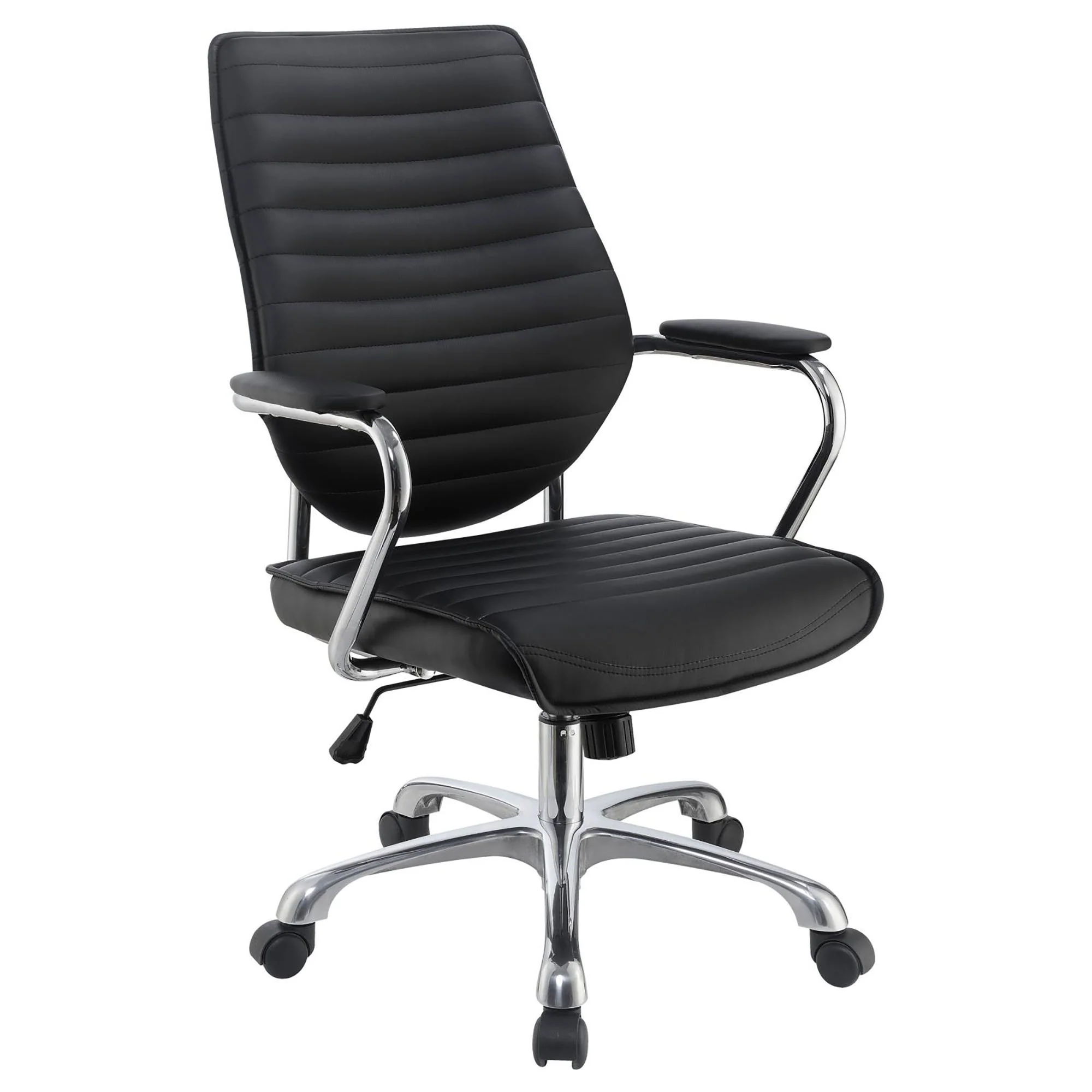 Height Adjustable Swivel Office Chair With Padded Seat And Armrests - Black - Image 4