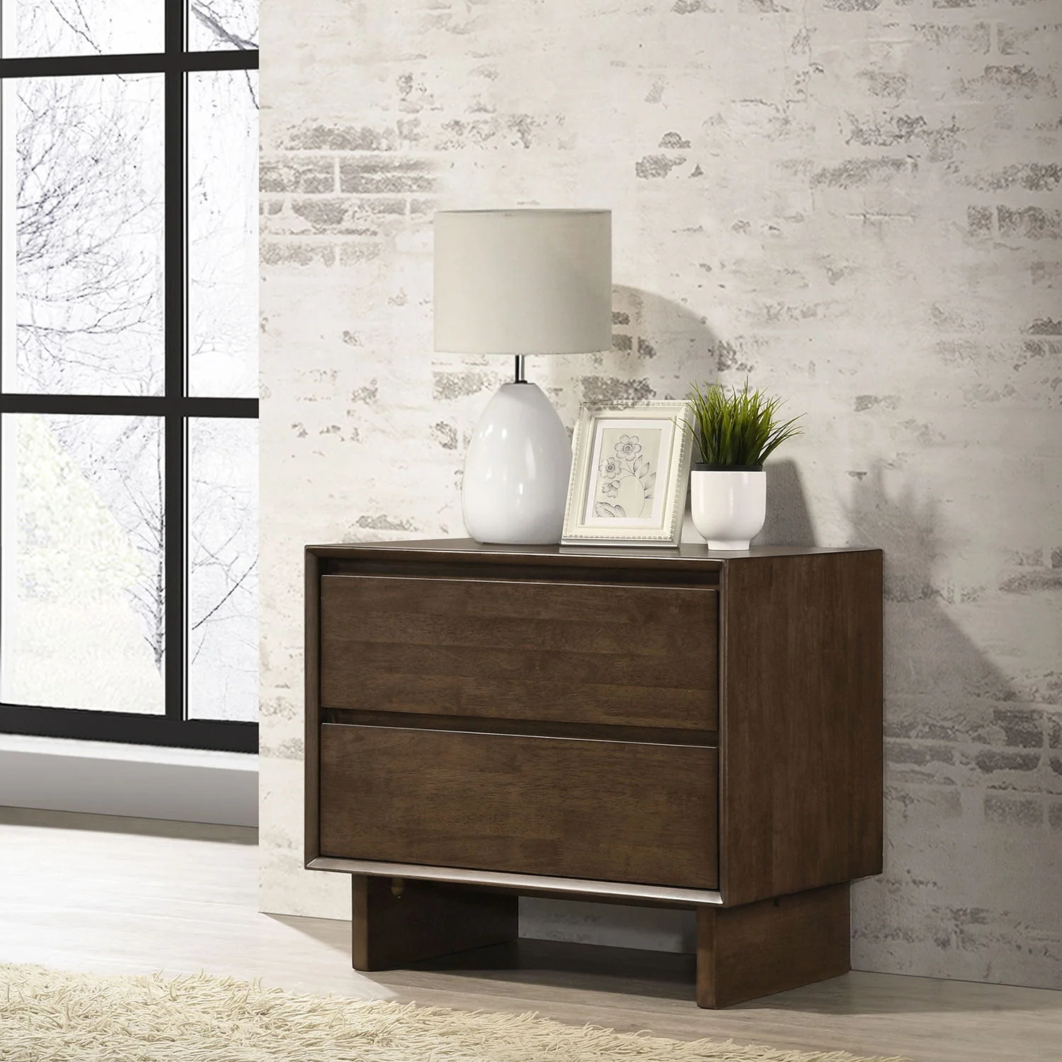 Hemlock - 2 Drawer Nightstand Bedside Table - Brown - Image 4