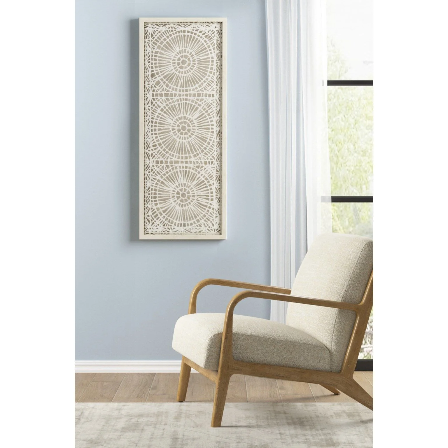 Henna - Framed Medallion Rice Paper Shadow Box Wall Decor - Off-White - Image 2