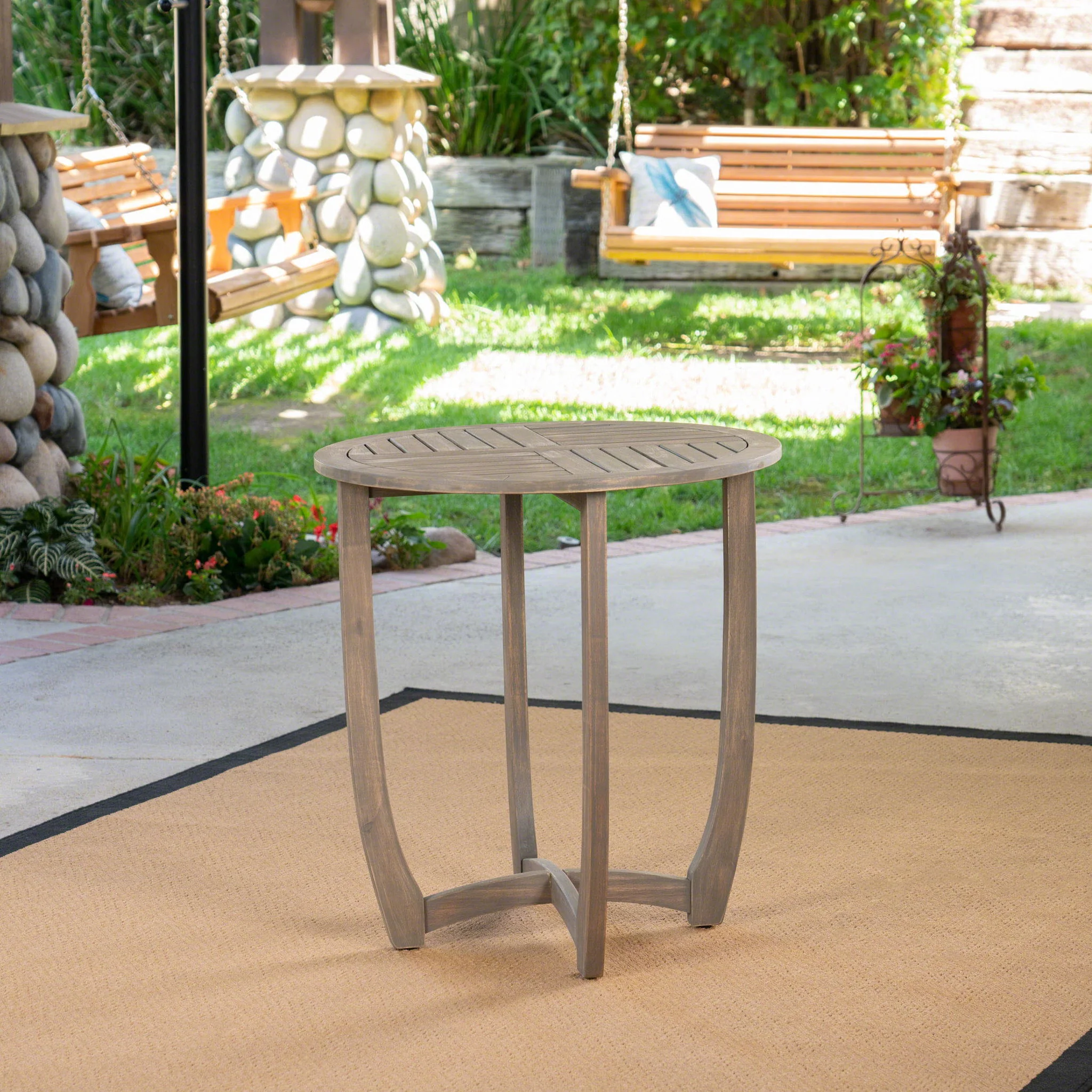 Hermosa - Rustic Circular Bistro Table - Gray - Image 4