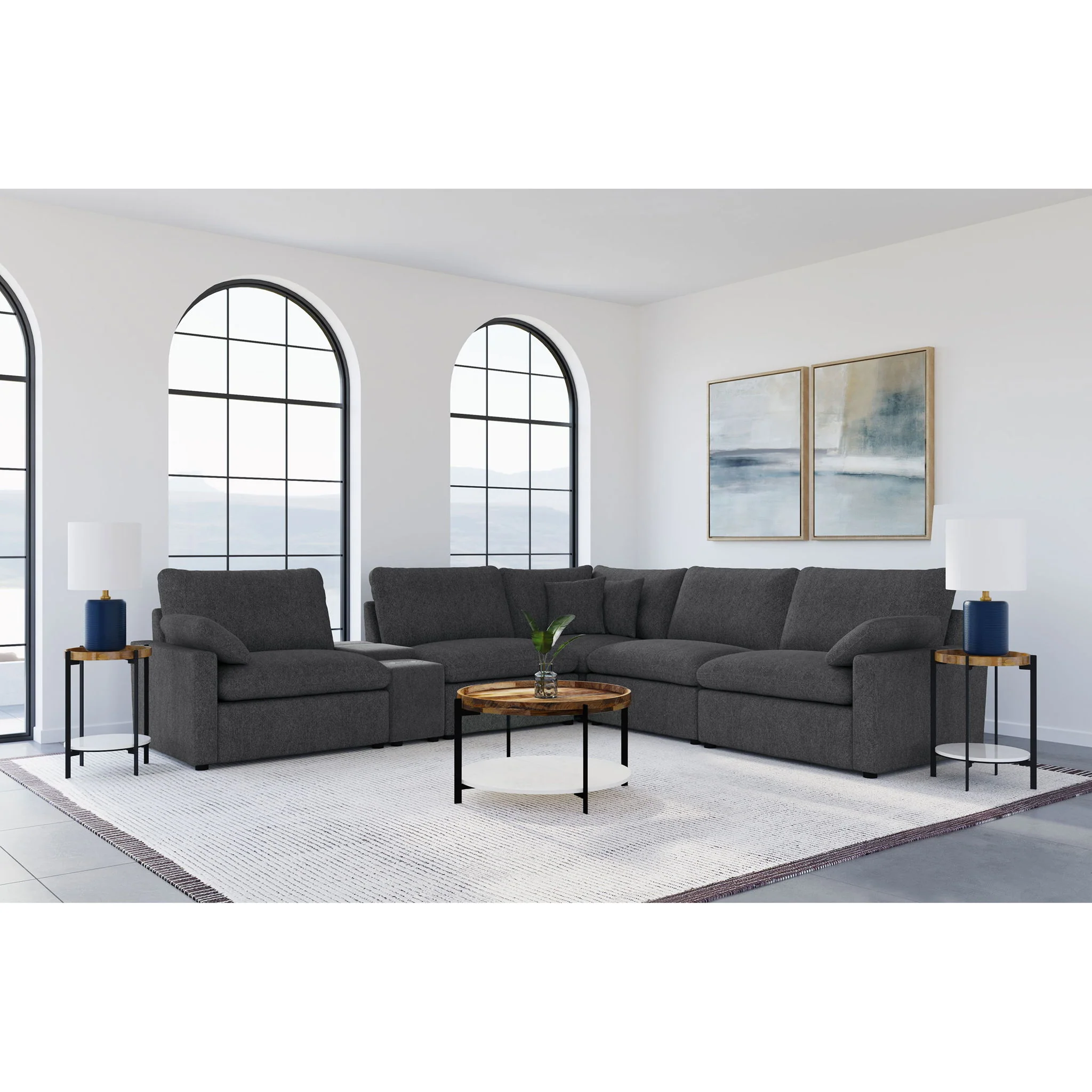 Hollander - 6 Piece Modular Power Reclining Sectional - Dark Gray - Image 2