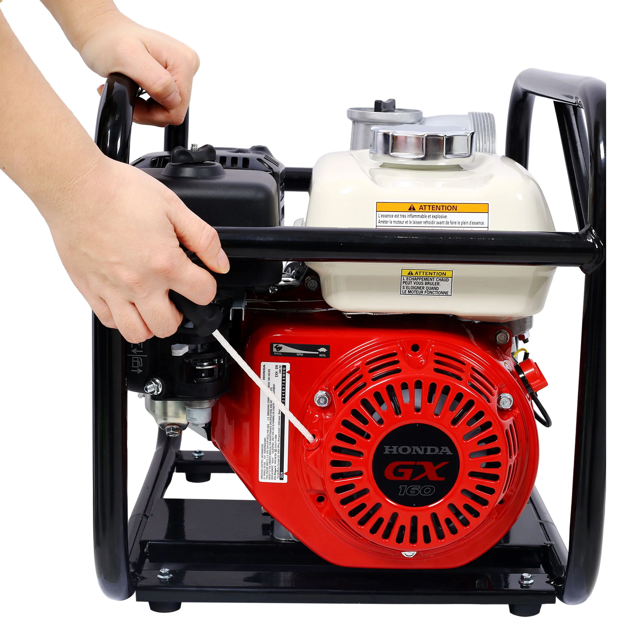 Honda - Gx160 Engine Water Pump 3" 264Gpm With 3In Npt Coupler And 25Ft Flat Hose, Aluminum - Black / Red - Image 2