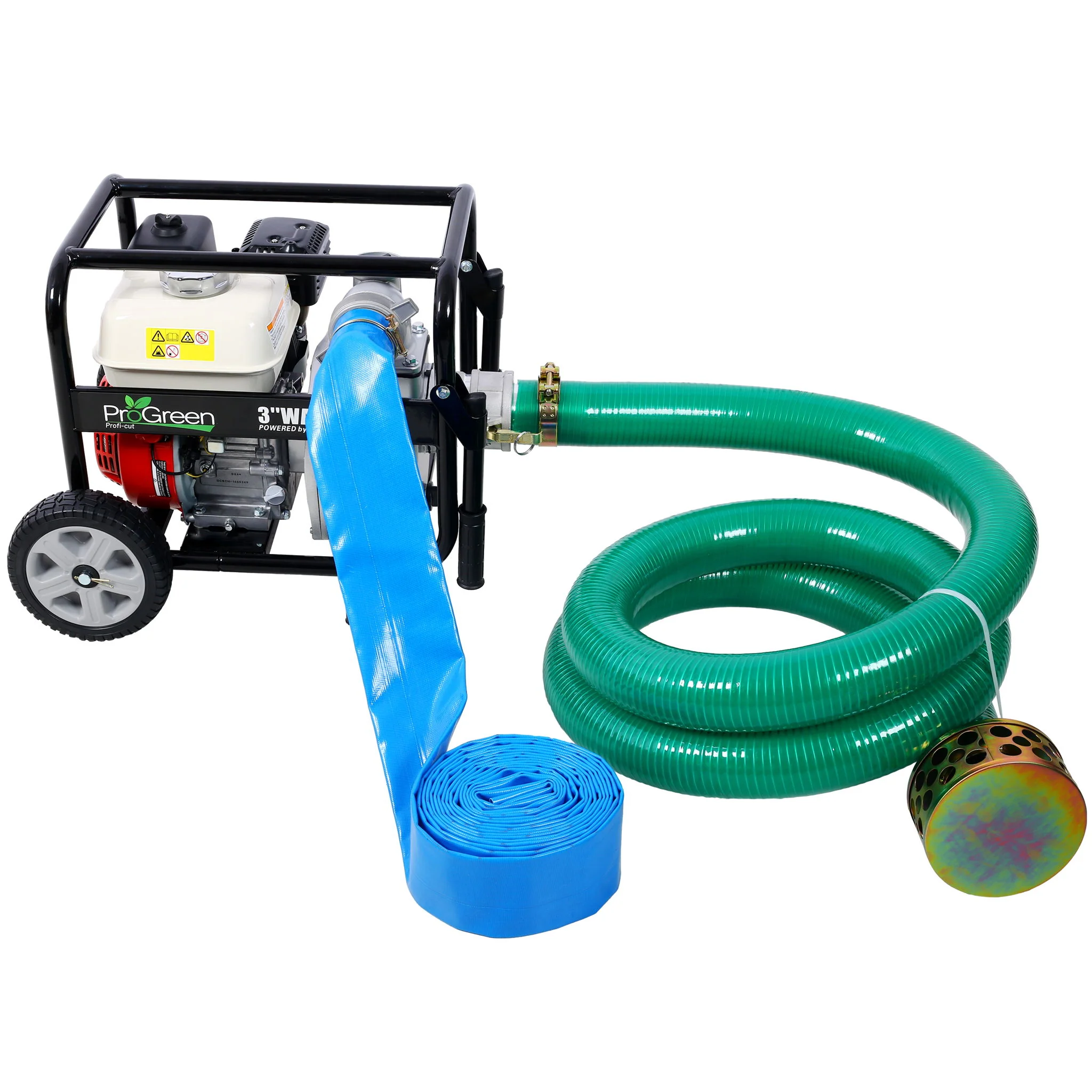 Honda - Gx160 Engine Water Pump 3" 264Gpm With Accessories Kit And Handle Wheel Kit - Black / Red - Image 4