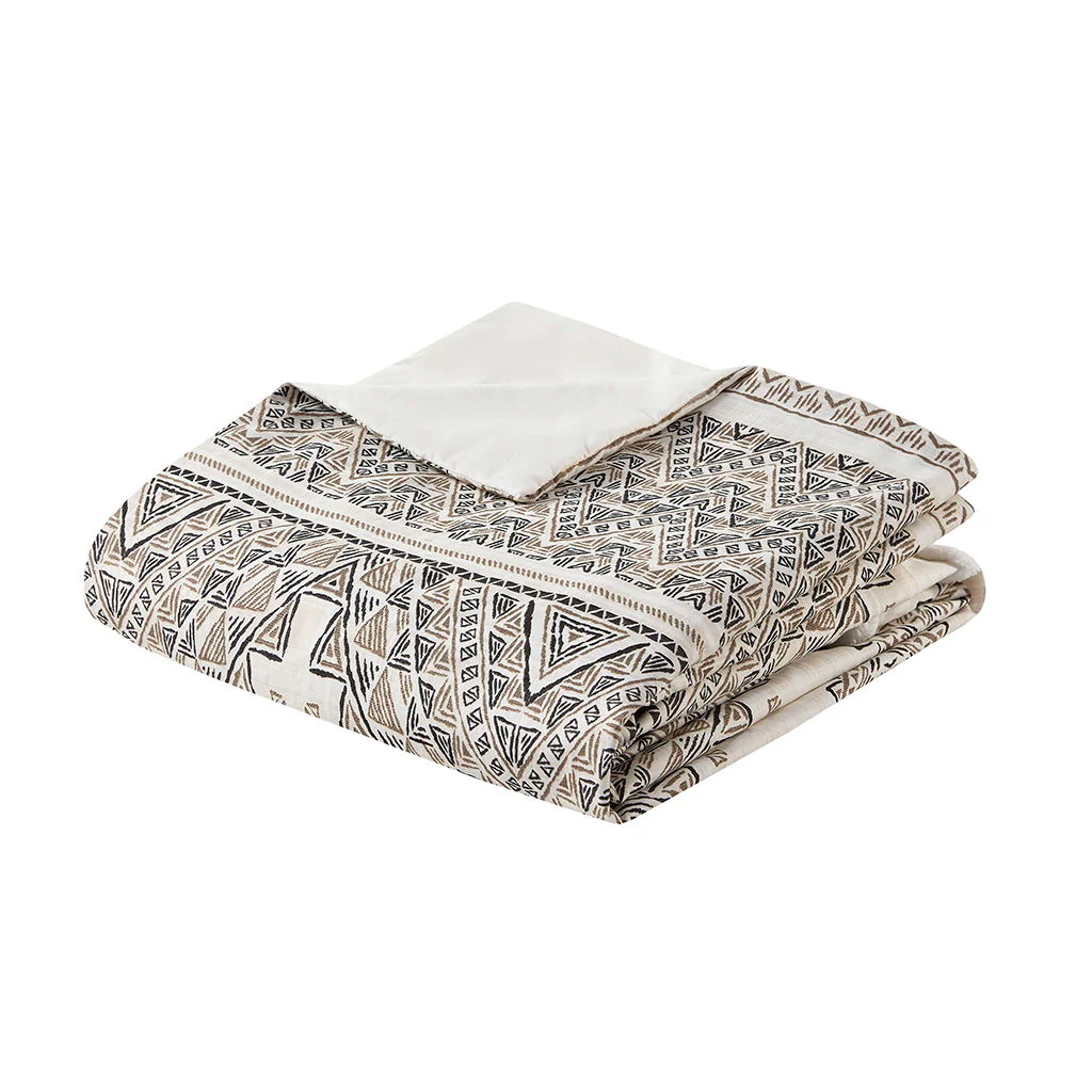 Ibiza - 4 Piece Printed Duvet Cover Set With Throw Pillow - Black - Image 3