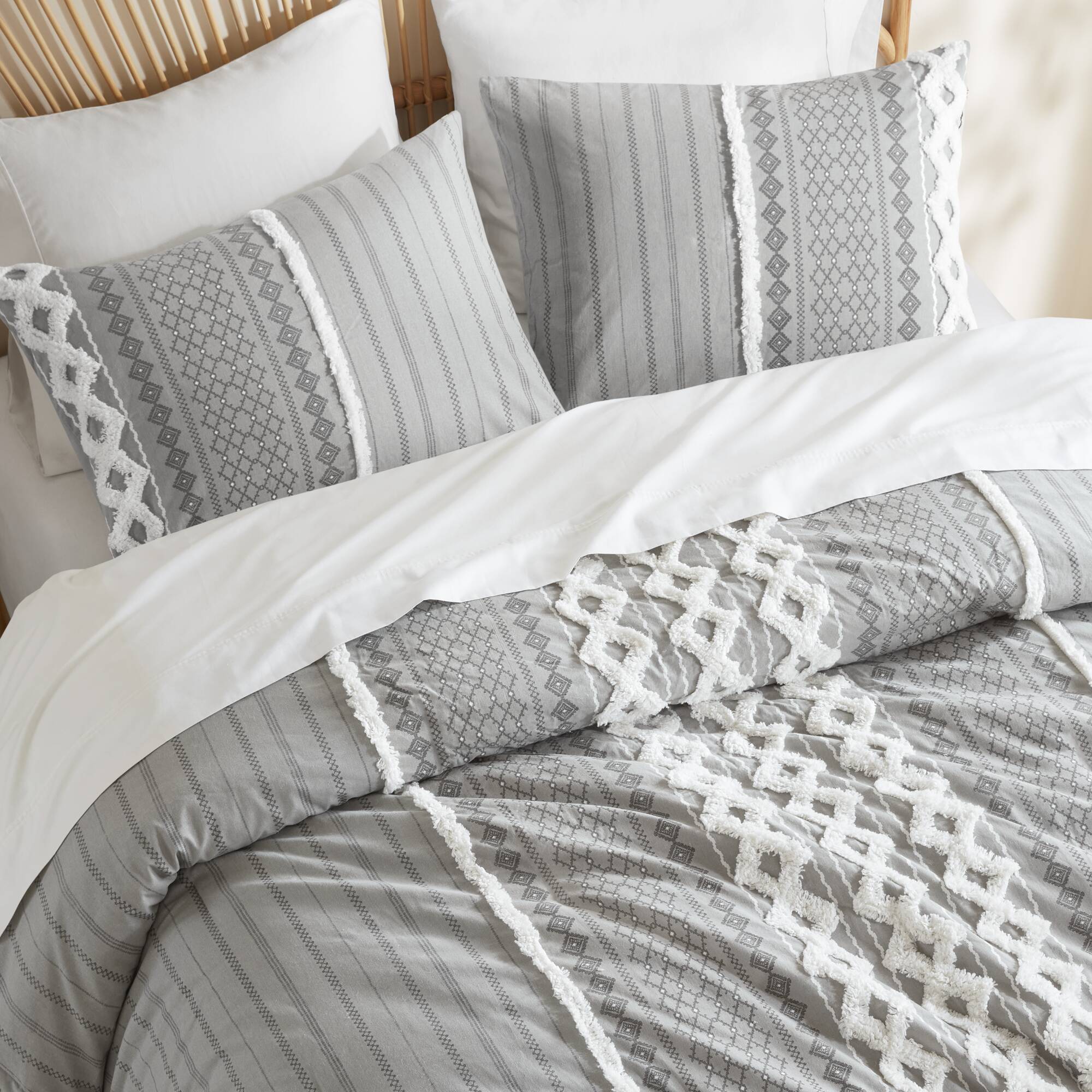 Imani - Printed Duvet Cover Set With - Gray - Image 3