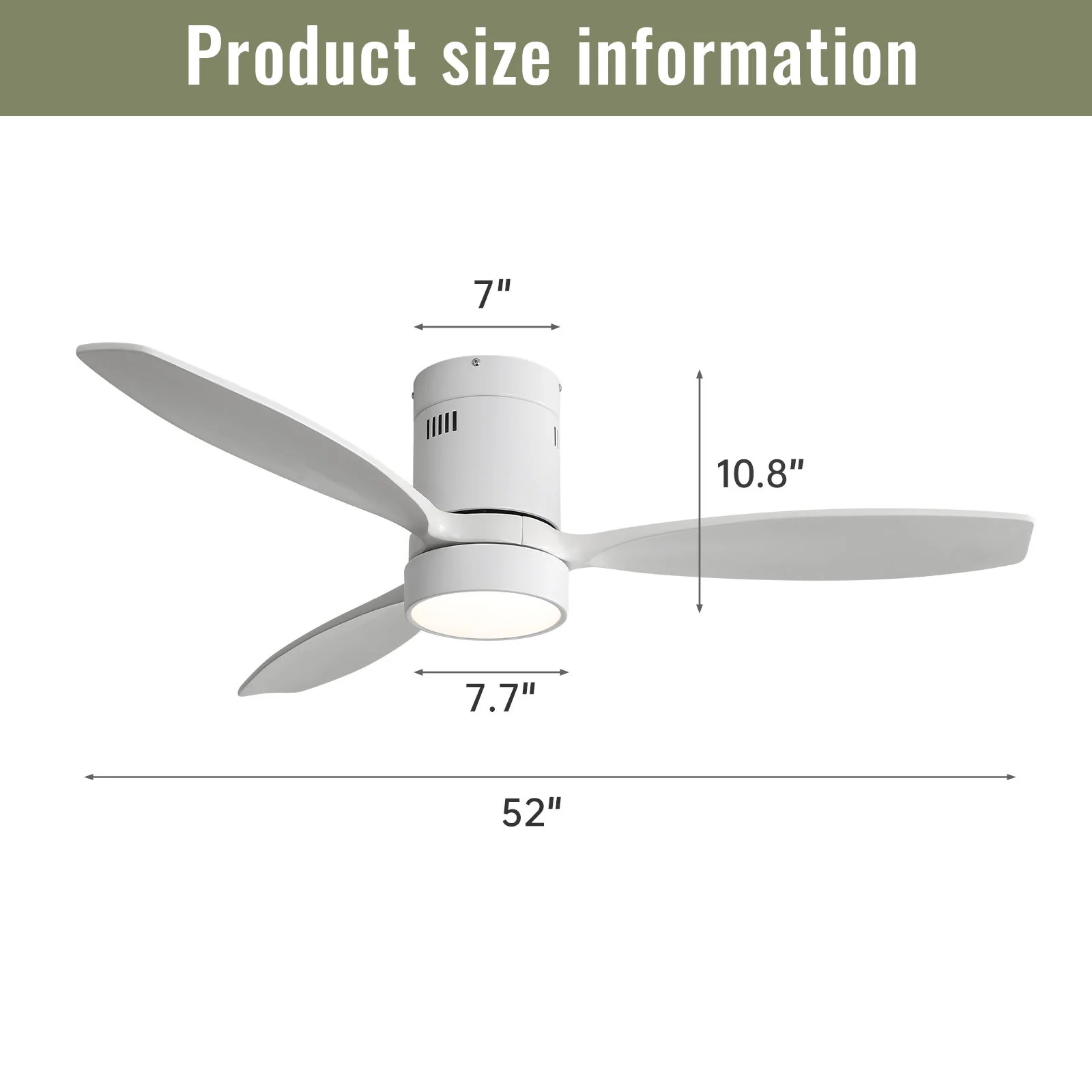 Indoor / Outdoor Ceiling Fan With Blades, Reversible DC Motor, Remote Controlled LED Light - White - Image 3