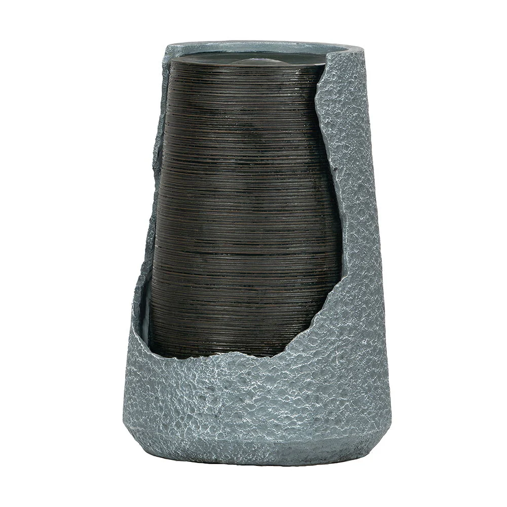 Indoor Outdoor Water Fountain, Unique Broken Urn Fountain Chic Dynamic Modern Design With Light For Garden - Image 8